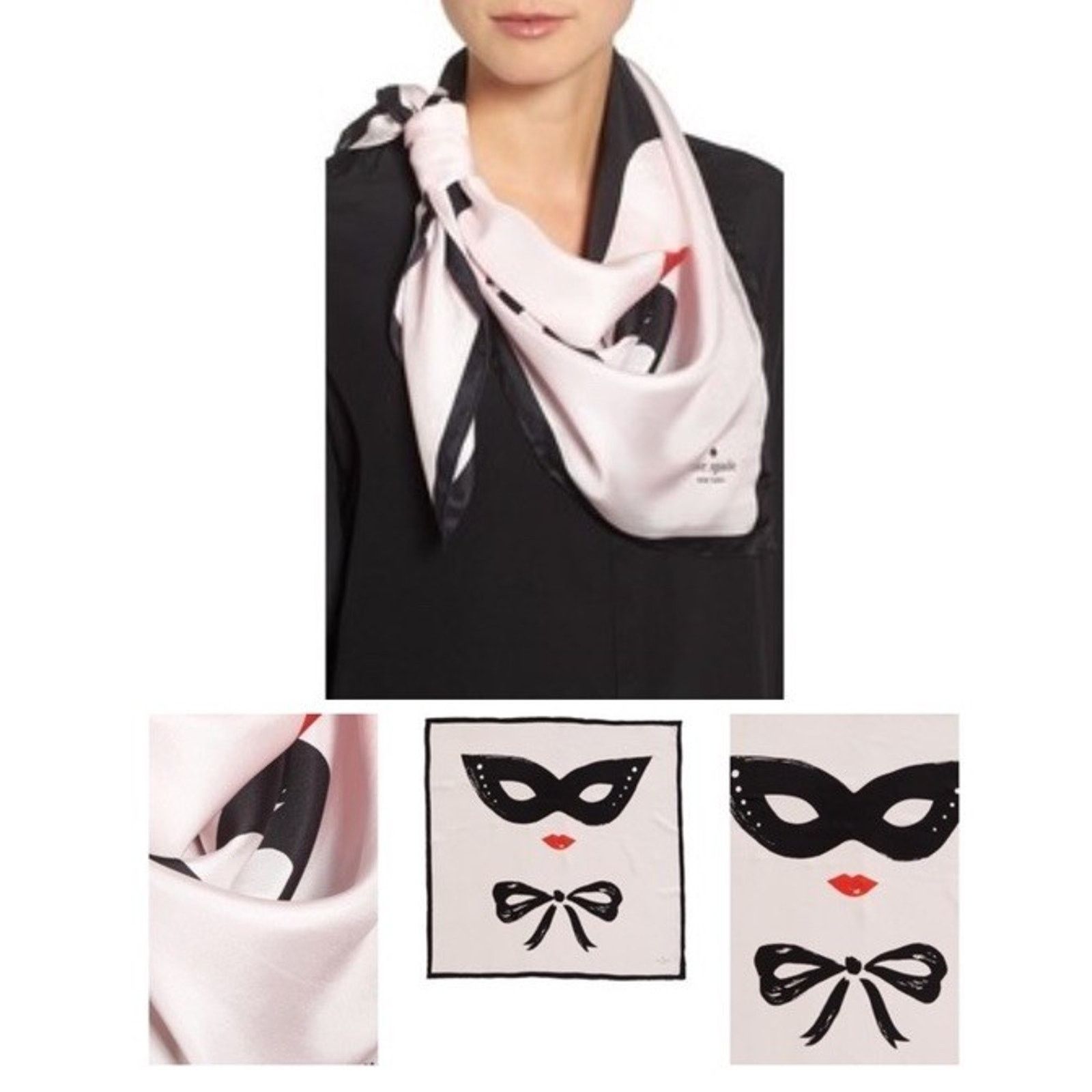 Kate Spade KATE SPADE NEW YORK Masquerade Lips 33” Square Scarf Iconic Size ONE SIZE - 7 Thumbnail
