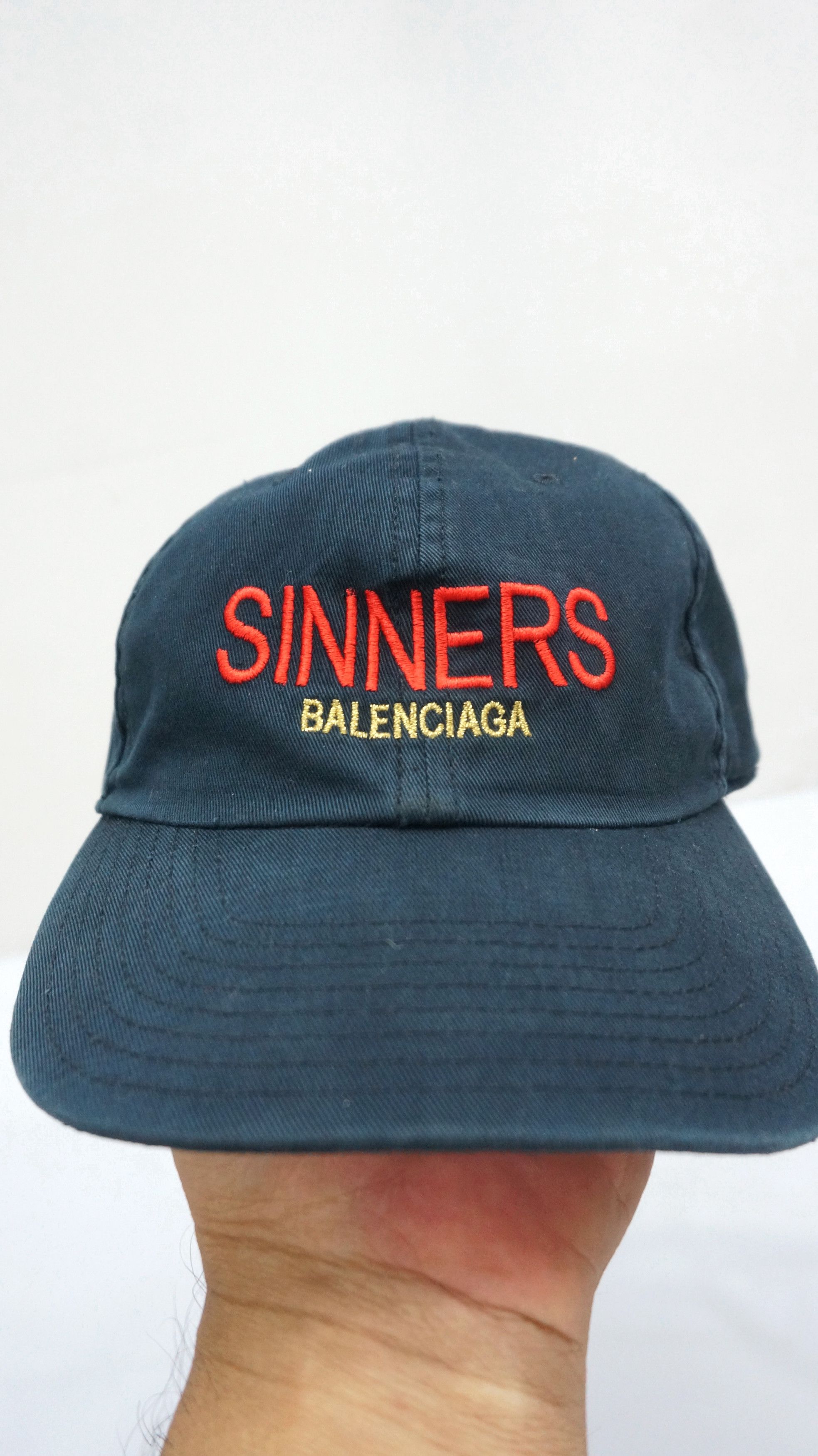Balenciaga RARE Balenciaga Sinners Logo Black Hat Baseball Cap Size ONE SIZE - 13 Thumbnail