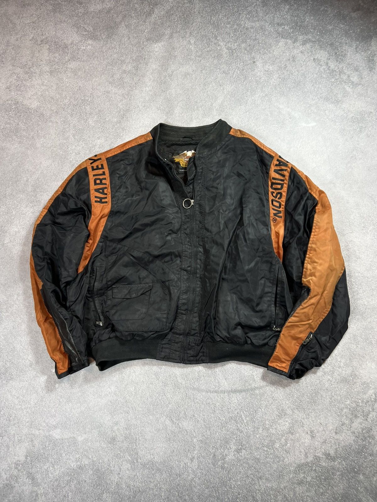Harley Davidson 🔥VINTAGE Y2K HYPE HARLEY-DAVIDSON NYLON BOMBER MENS JACKET Size US XXL / EU 58 / 5 - 7 Thumbnail