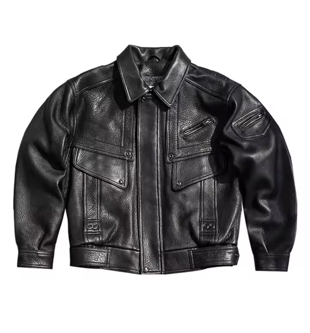 Leather Streetwear PU Leather Zipper Motorcycle Jacket Size US L / EU 52-54 / 3 - 4 Thumbnail