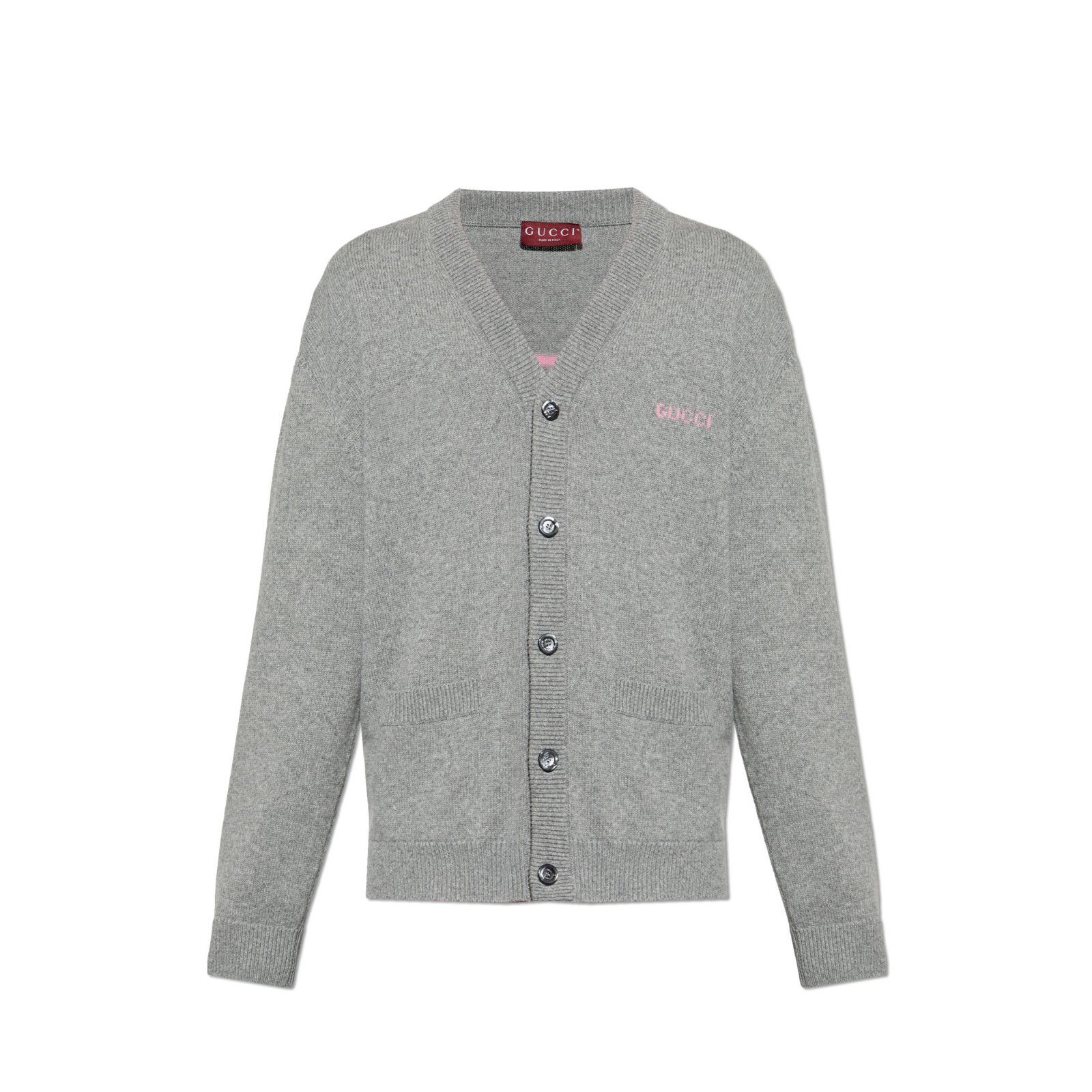 GUCCI Gray And Pink Wool/Cashmere Cardigan New & Authentic (