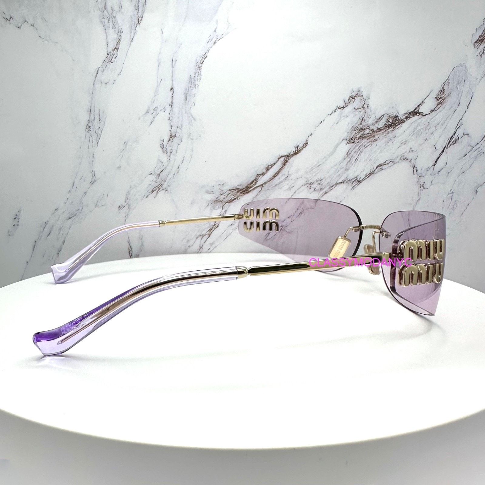 Miu Miu New MIU MIU Sunglasses Gold Pink Wrap AUTHENTIC Runway 2025 Size ONE SIZE - 7 Thumbnail