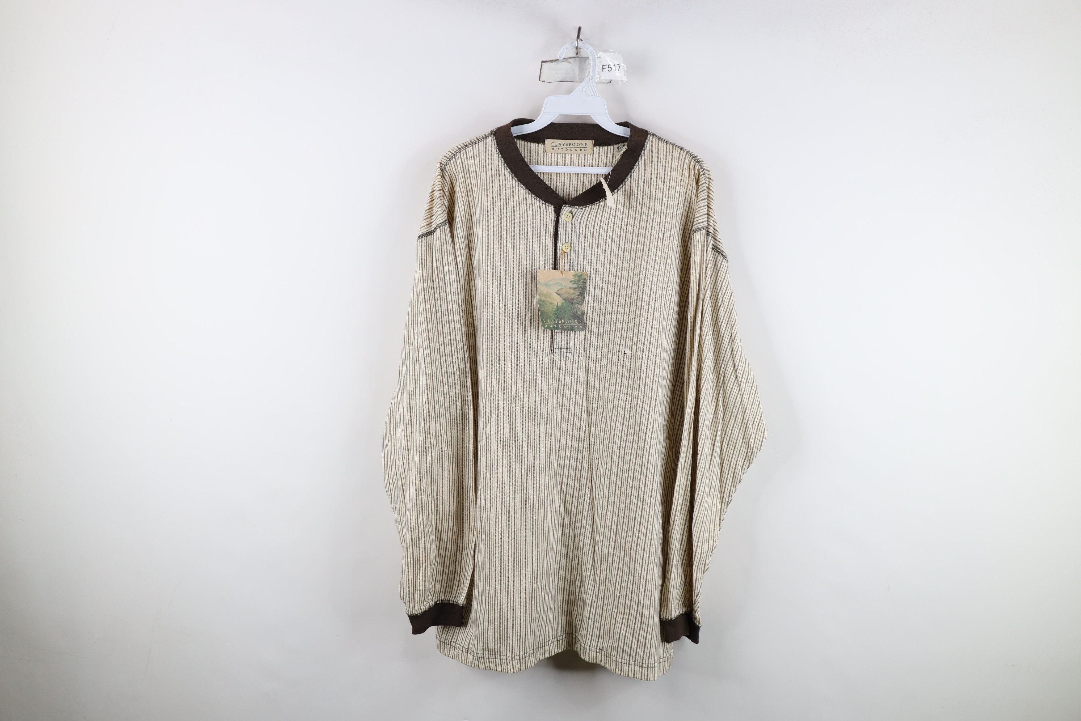 Vintage Deadstock Vintage 90s Streetwear Long Sleeve Henley T-Shirt Size US L / EU 52-54 / 3 - 1 Thumbnail