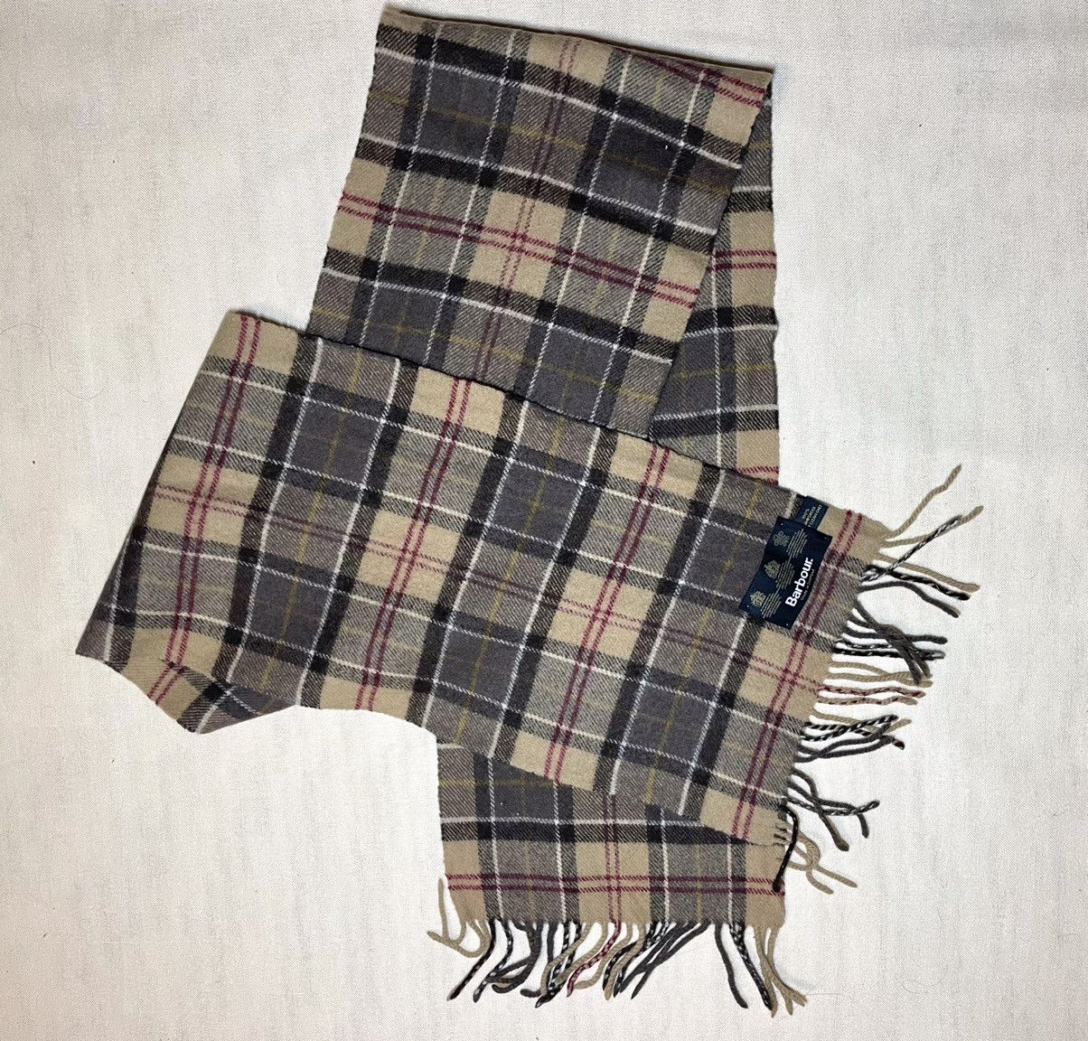 Barbour Barbour beige light brown tartan wool scarf Size ONE SIZE - 4 Thumbnail