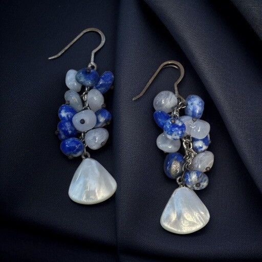 Other Sajen 925 Mother of Pearl, Lapis and Quartz dangle earrings Size ONE SIZE - 1 Thumbnail