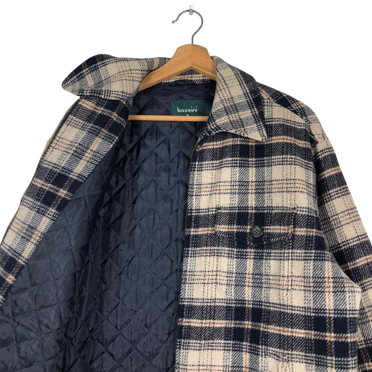 Japanese Brand 📌VINTAGE WORK CHORE ZIPPER JACKET BOSSINI TARTAN DESIGN Size US M / EU 48-50 / 2 - 6 Thumbnail