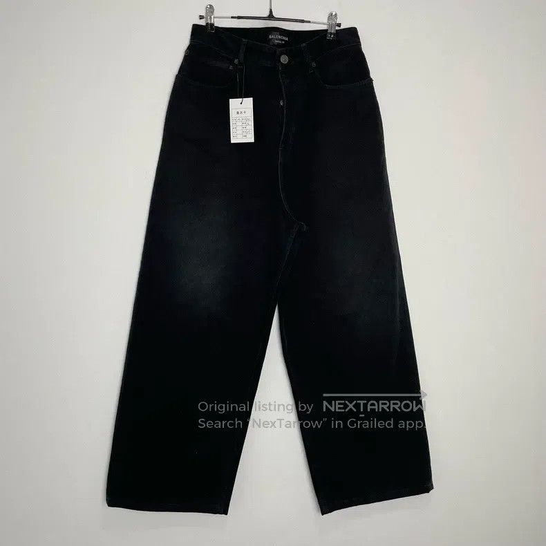 Balenciaga Balenciaga size M Black and gray washed loose wide-leg jea Size US 27 - 1 Thumbnail