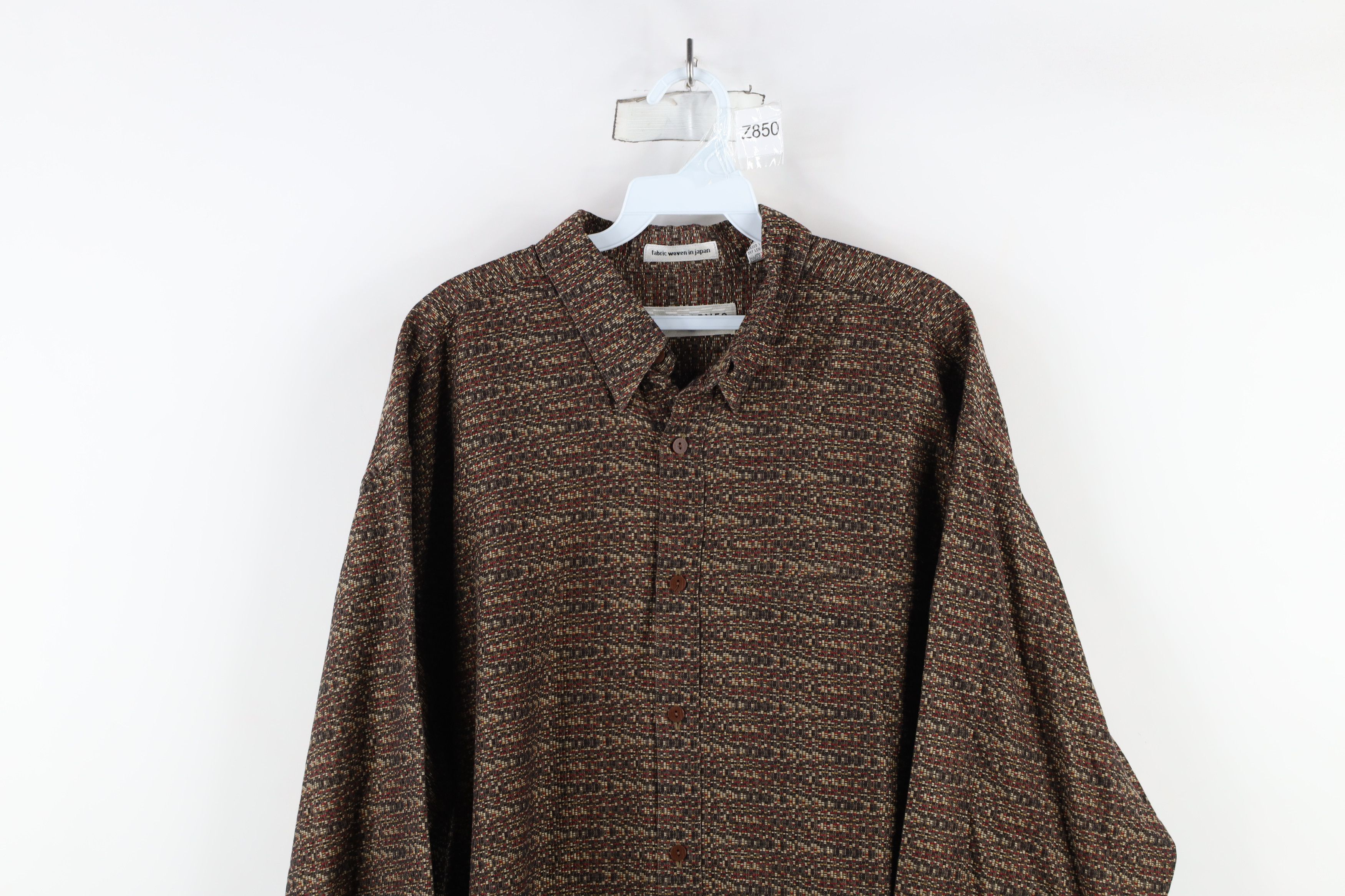 Vintage Vintage 90s Streetwear Jacquard Collared Button Down Shirt Size US XL / EU 56 / 4 - 2 Thumbnail