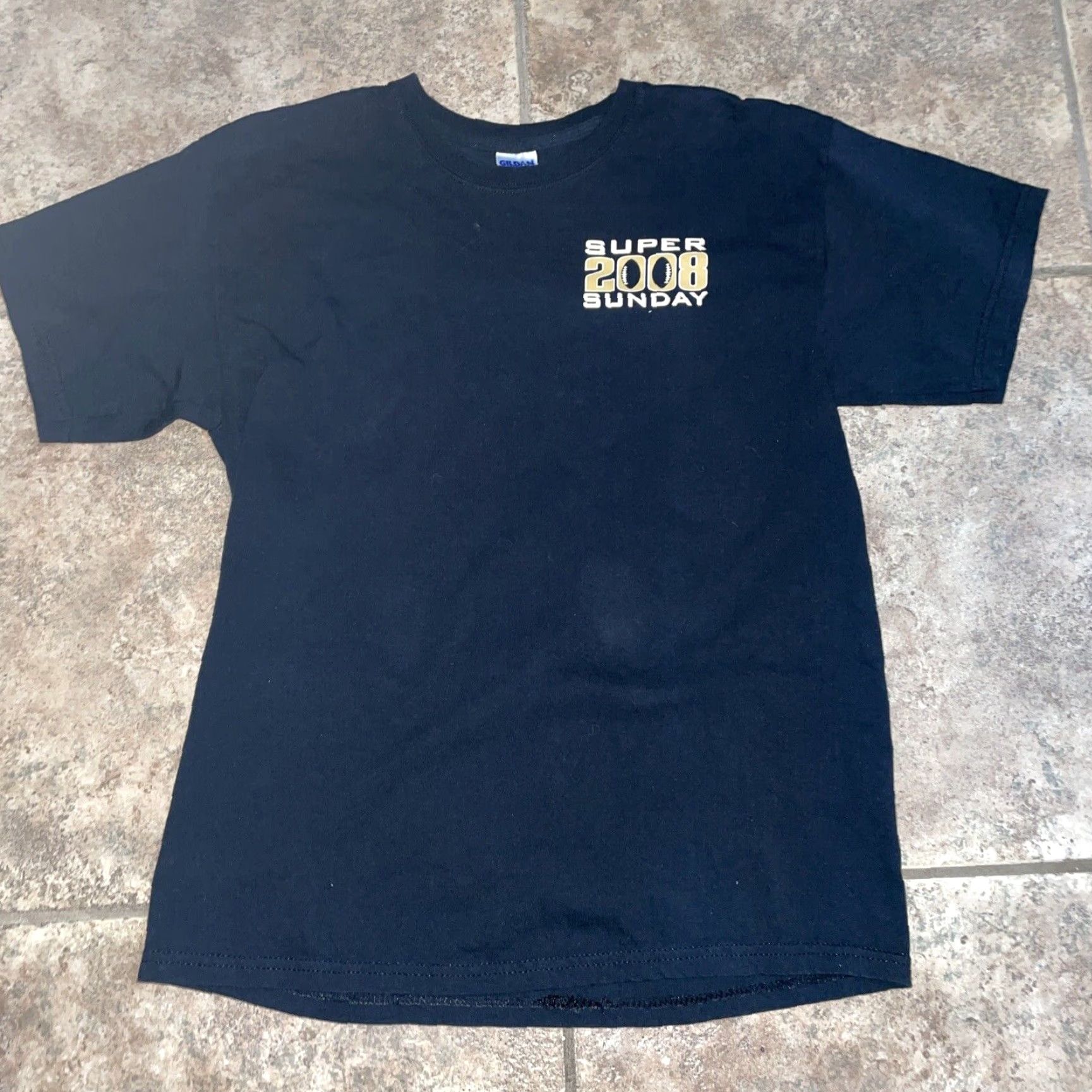 Delta VINTAGE Delta Giants Patriots Super Bowl 2008 Graphic T-Shirt Mens Large Black Size US L / EU 52-54 / 3 - 2 Thumbnail