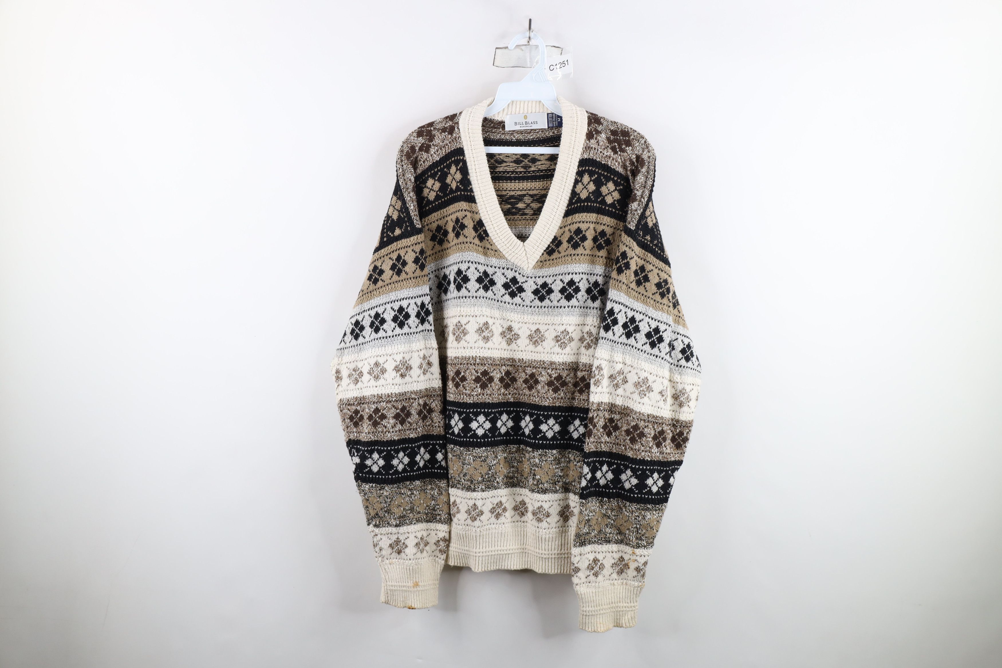 Vintage Vintage 90s Streetwear Knit Fair Isle Argyle Sweater USA Size US M / EU 48-50 / 2 - 1 Thumbnail