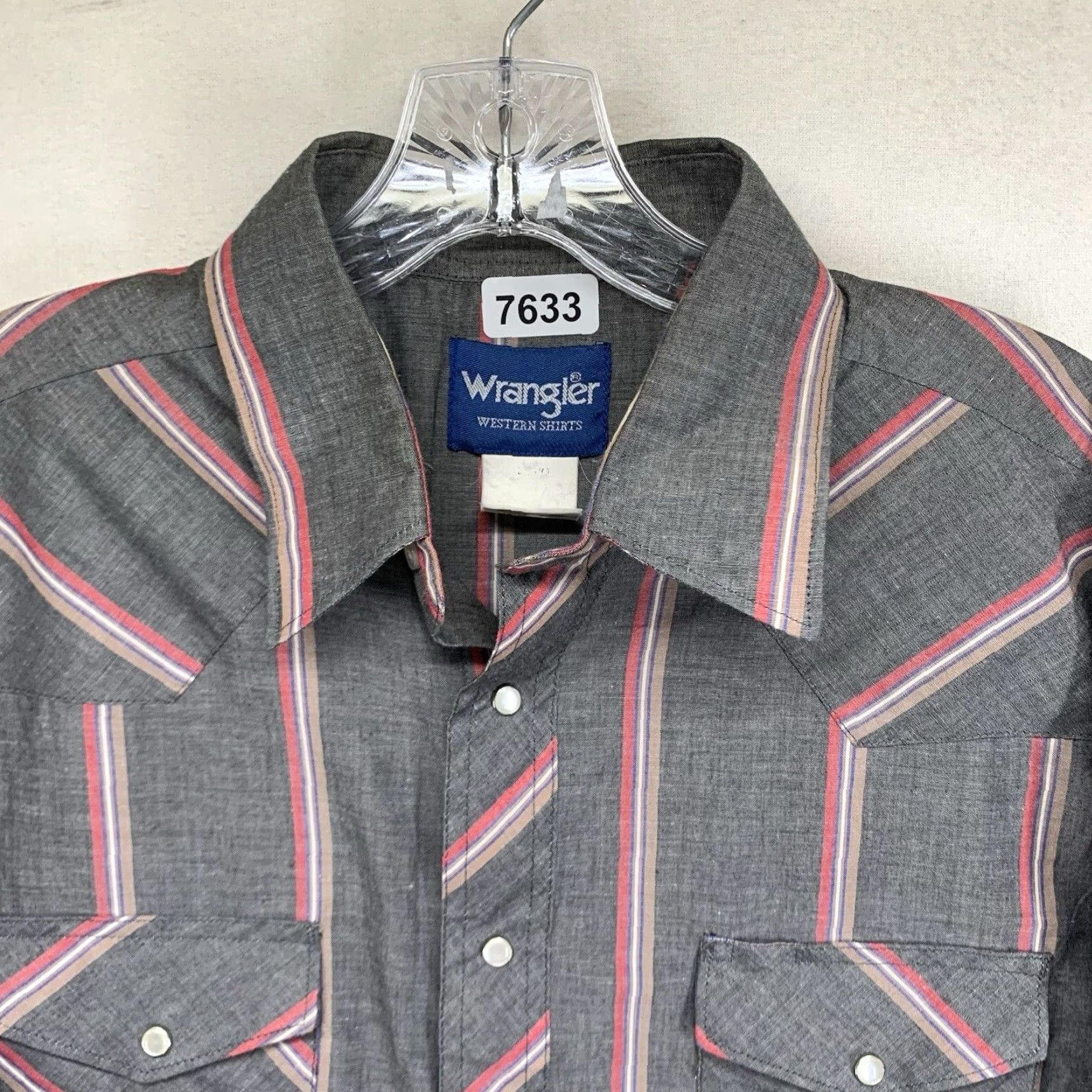 Wrangler VINTAGE Wrangler Western Shirt Men XL Gray Red Stripe Cowboy Casual Workwear Long Sleeve Size US XL / EU 56 / 4 - 4 Thumbnail