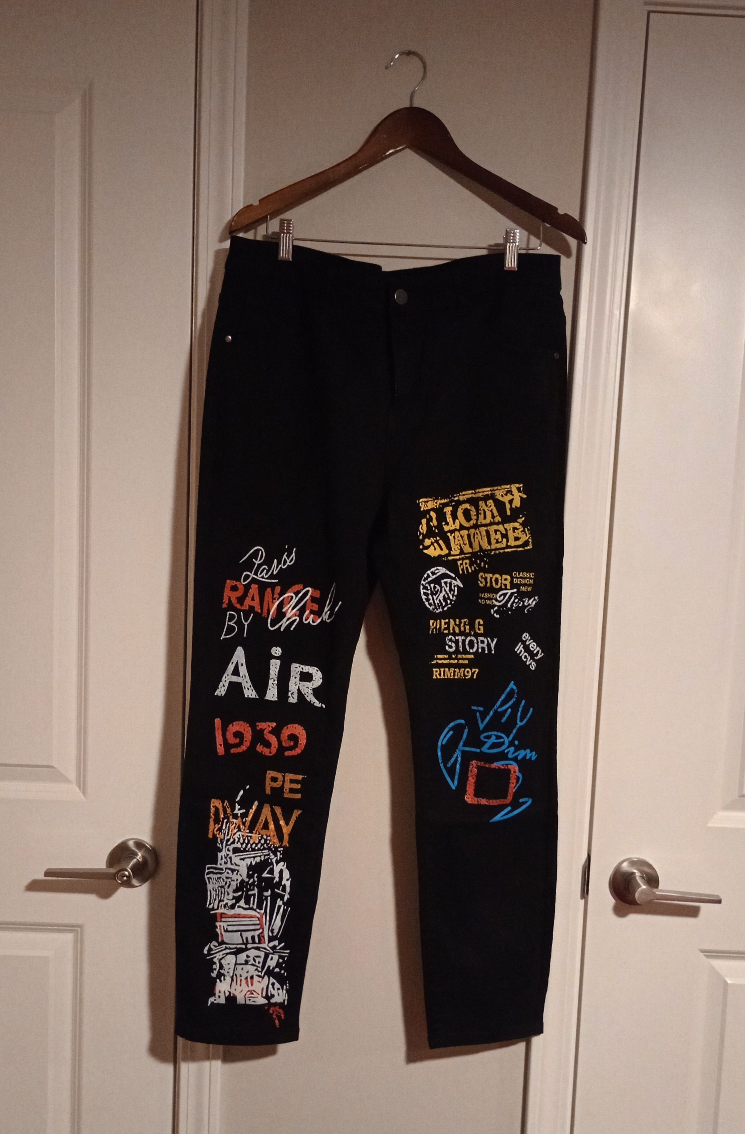 Men's Graffiti Street Style Denim Fashion Jeans