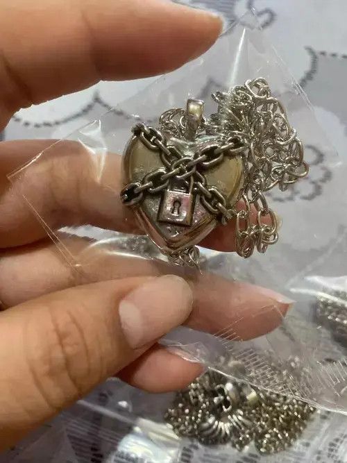 Other Heart Lock Chain Silver Grunge Punk Art Psychedelic🔥🔥🔥 Size ONE SIZE - 2 Thumbnail