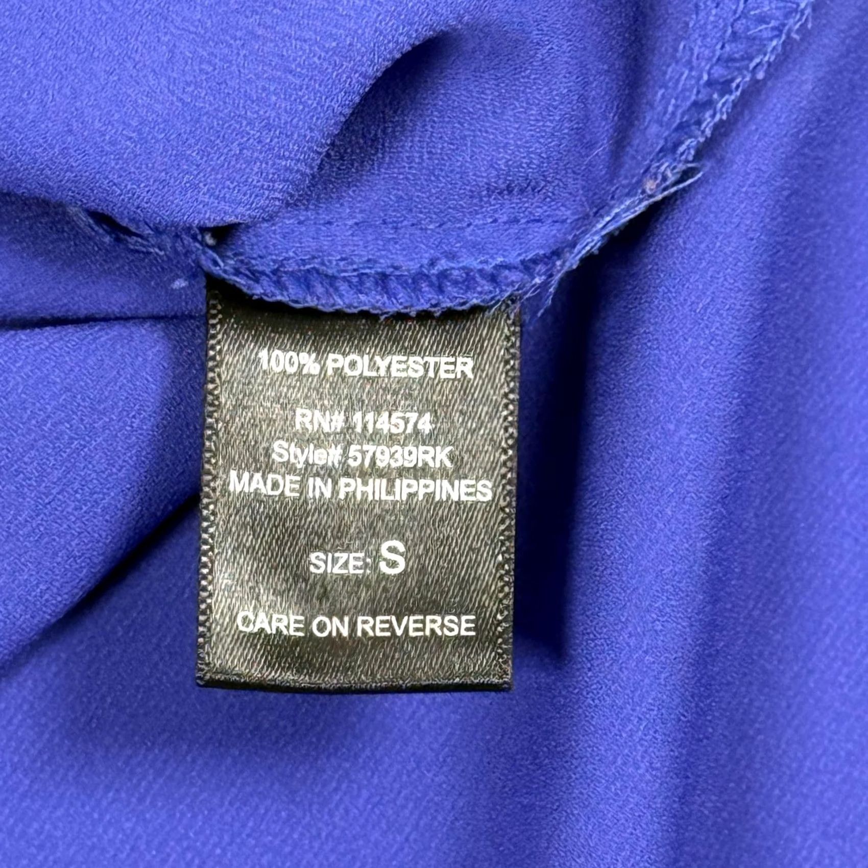 Vintage Pleione Henley Tunic Shirt Blouse Blue Small LS Lightweight Office Career Top Size S / US 4 / IT 40 - 3 Thumbnail