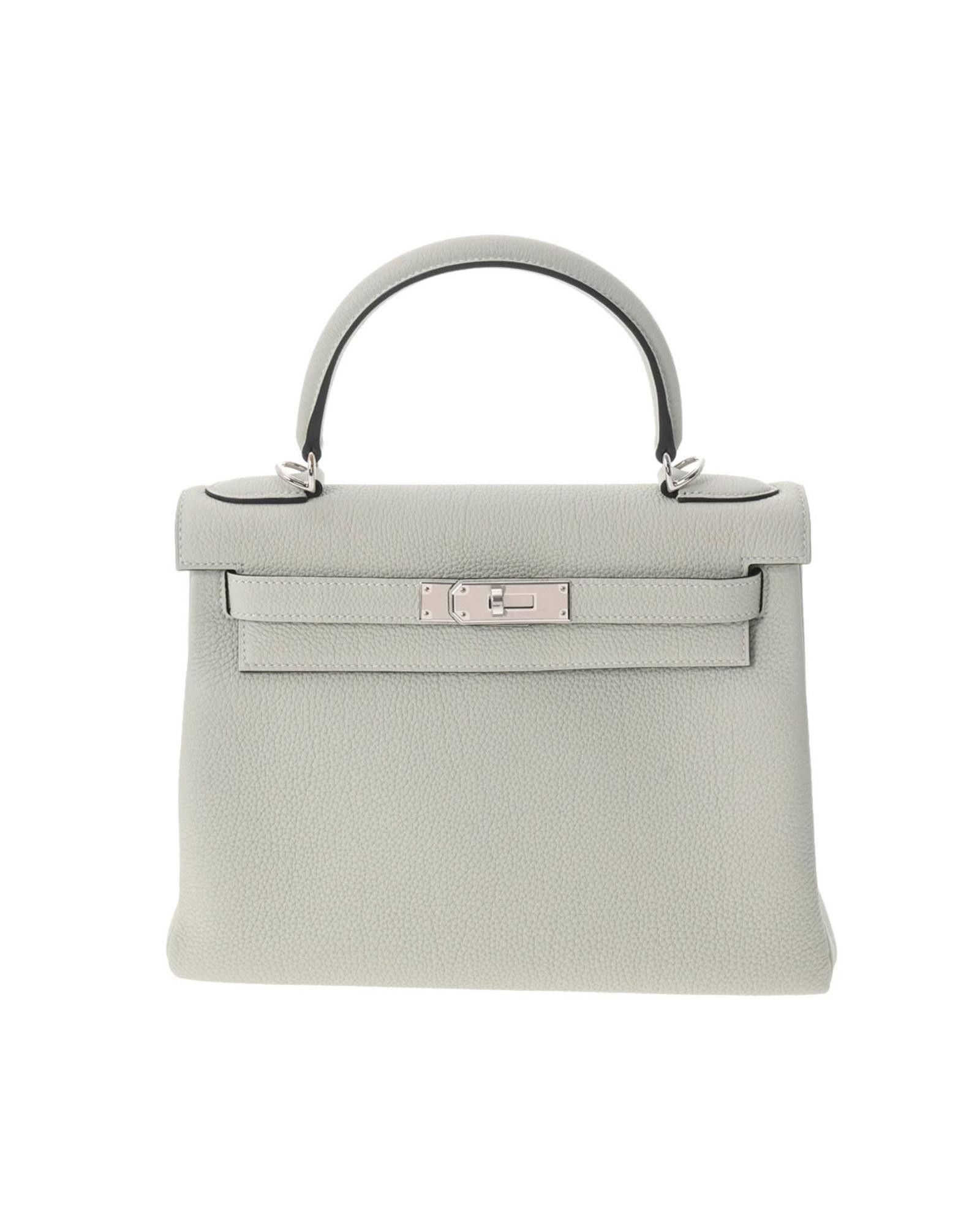 image of Exquisite Hermes Kelly Togo Leather Handbag in Grey, Women's