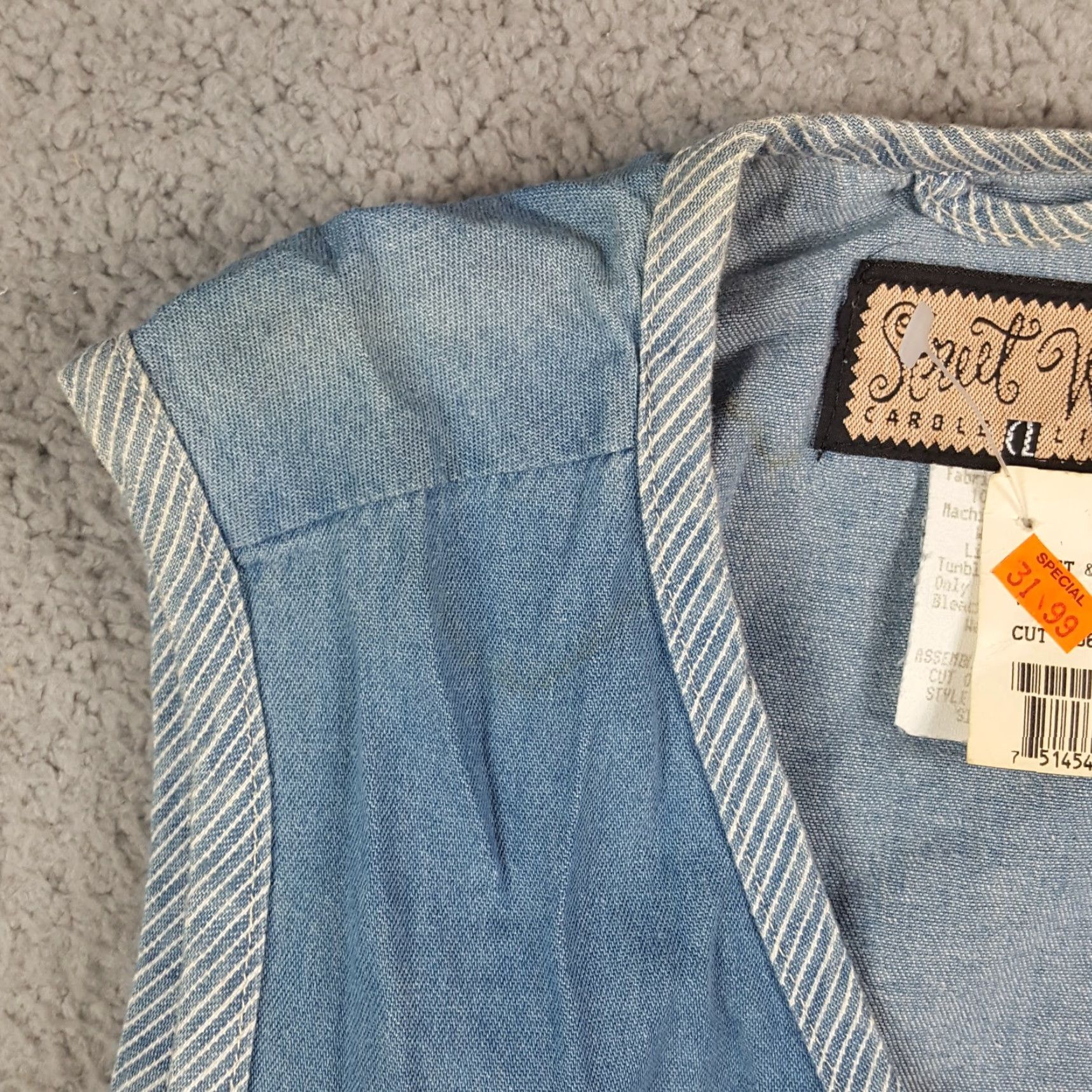 Denime VINTAGE Y2K Stonewash Faded Denim Vest Womens Petite P Western Zip UP Trucker Jacket 90s Size S / US 4 / IT 40 - 3 Thumbnail