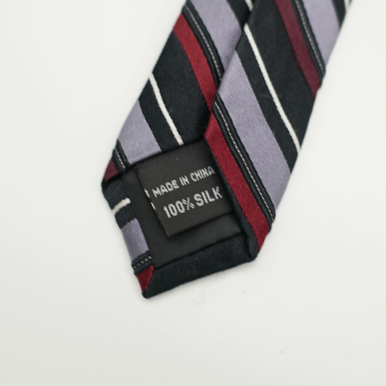 Arrow Arrow Black Red Purple Striped Woven Silk Tie Size ONE SIZE - 4 Thumbnail