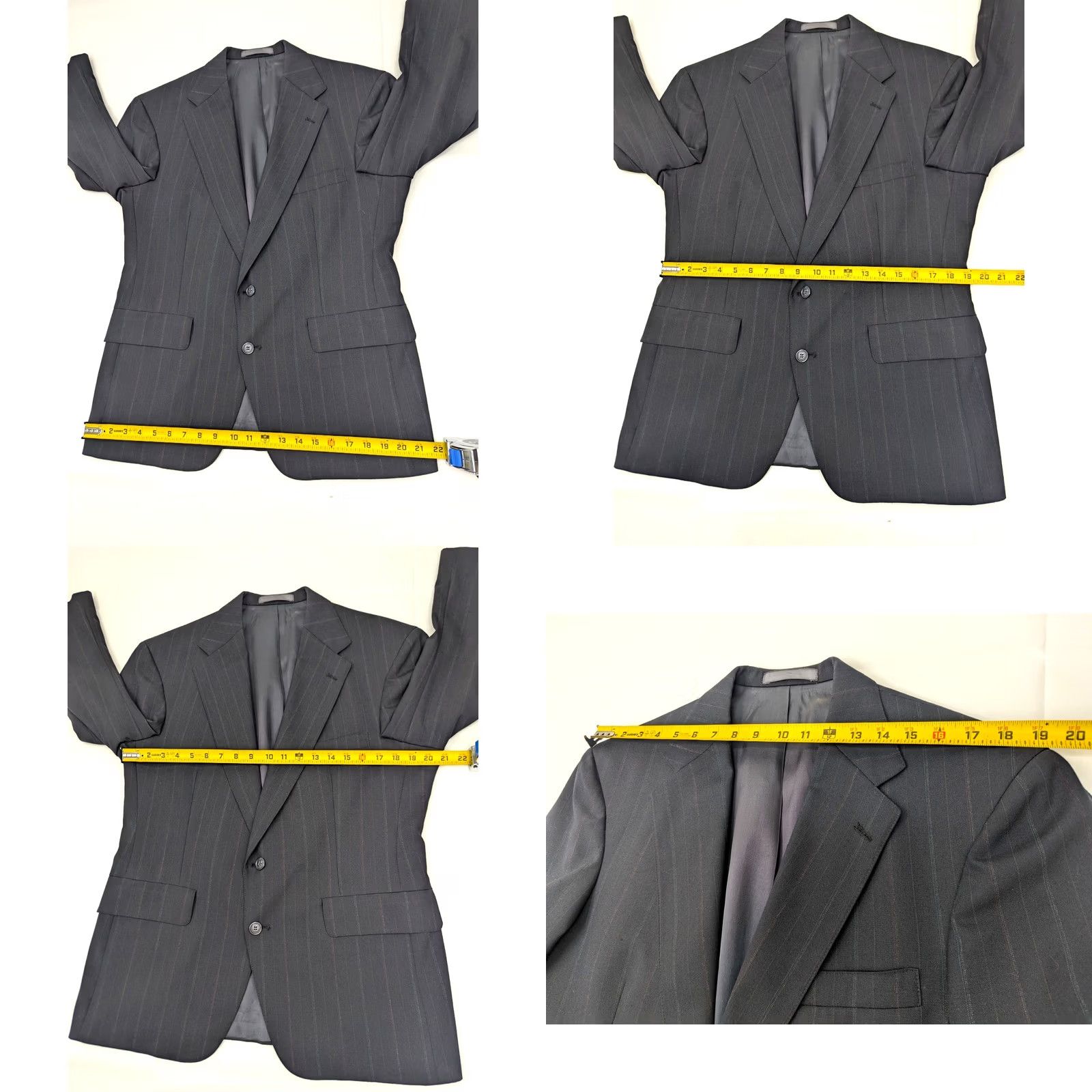 Brooks Christian Brooks 2 Piece Suit Sport Coat & Pant Light Wool PinStriped Charcoal Navy Blue 41S 34x27 Mens Vintage Size 42R - 8 Thumbnail