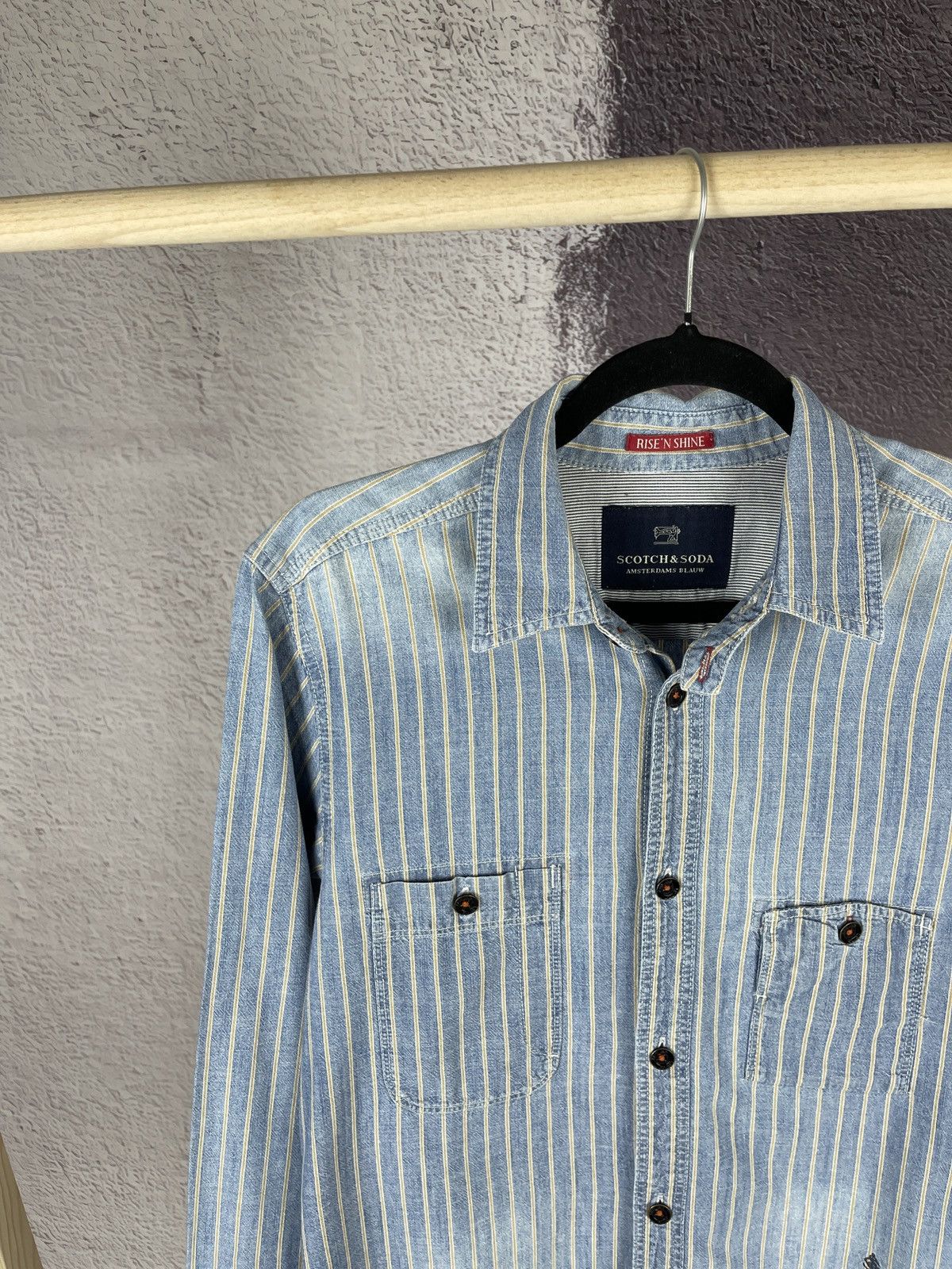 Scotch & Soda Scotch & Soda Rise’n Shine denim striped faded distressed Size US M / EU 48-50 / 2 - 2 Thumbnail