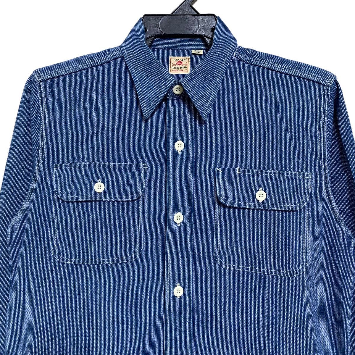 Sugar Cane Sugar Cane Pinstriped Wabash Indigo Denim Button Up Size US S / EU 44-46 / 1 - 1 Thumbnail