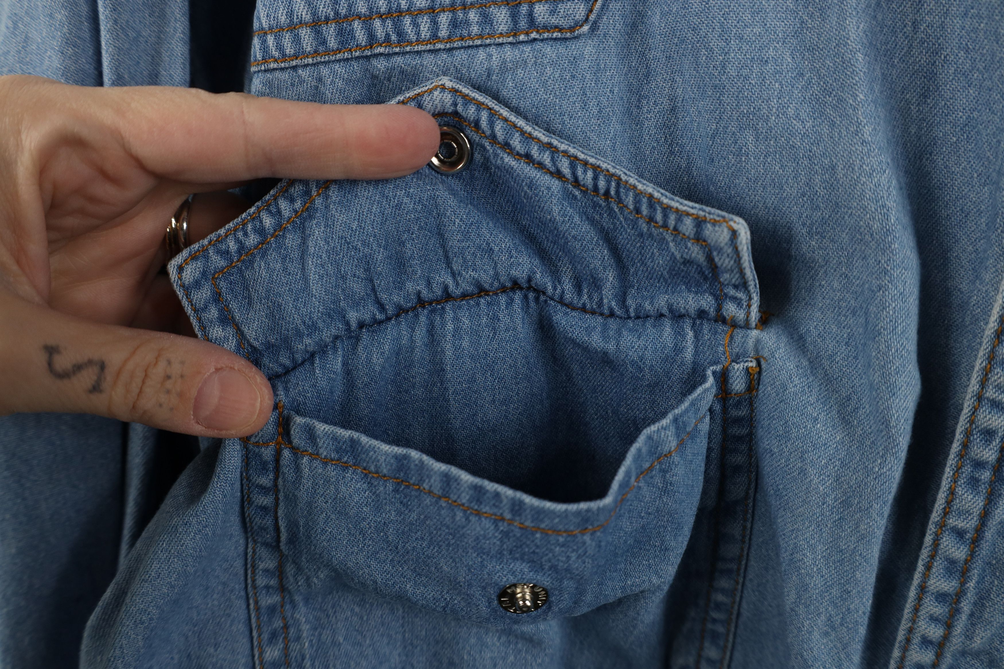 Vintage Vintage 90s Streetwear Cowboy Denim Snap Button Shirt Blue Size US XL / EU 56 / 4 - 5 Thumbnail