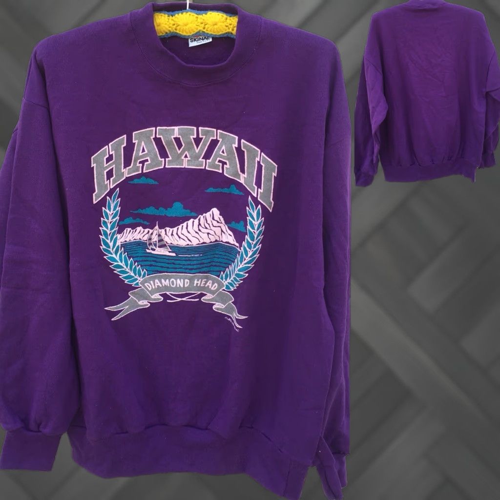 Vintage VINTAGE HAWAII Diamond Head Graphic Sweatshirt XL Signal Made In USA 80s 1980s Size US XL / EU 56 / 4 - 1 Thumbnail