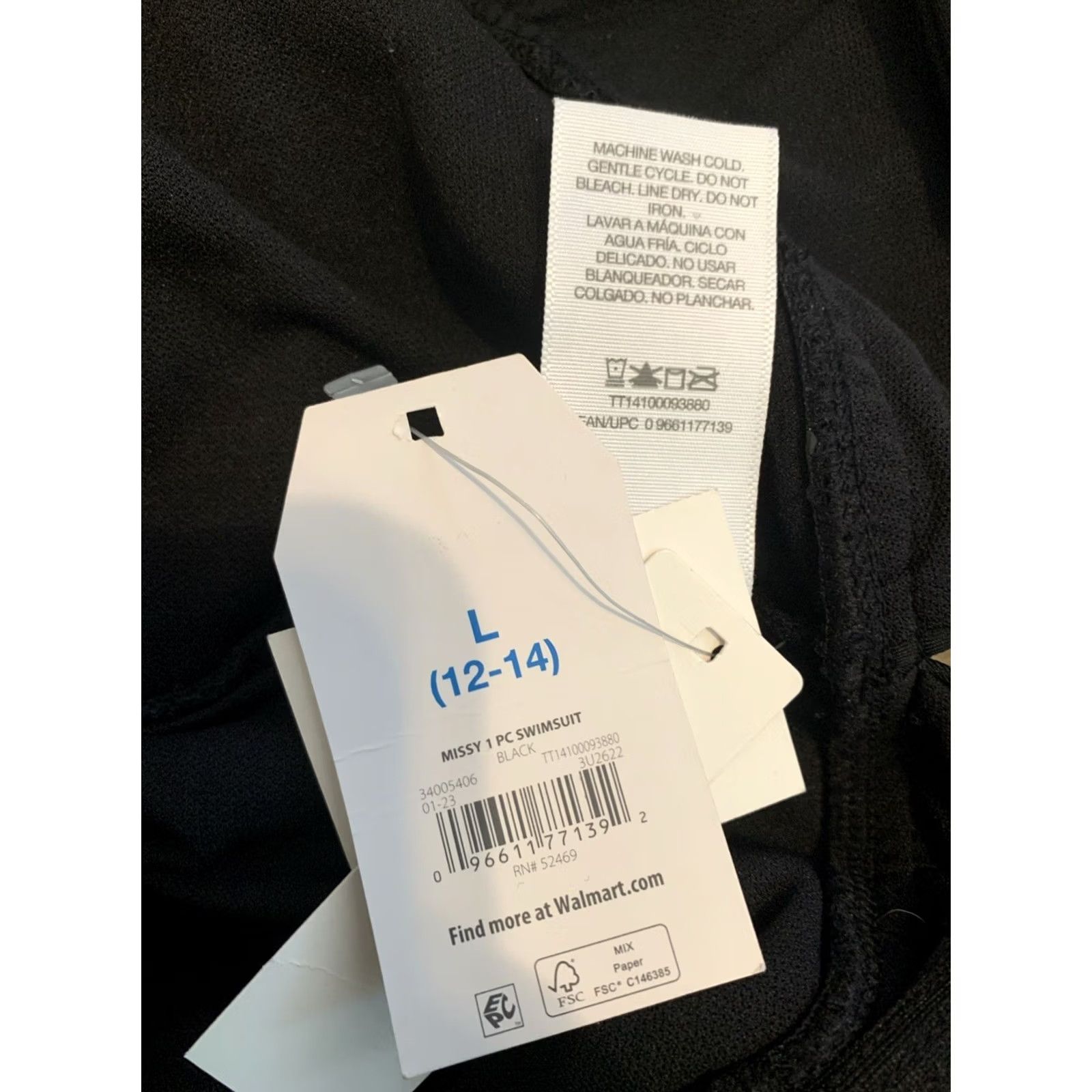 Vintage Time And Tru One Piece Bathing Suit Black L Built-In Bra Slimming Missy 12-14 NWT MPN B962 Size L / US 10 / IT 46 - 5 Thumbnail