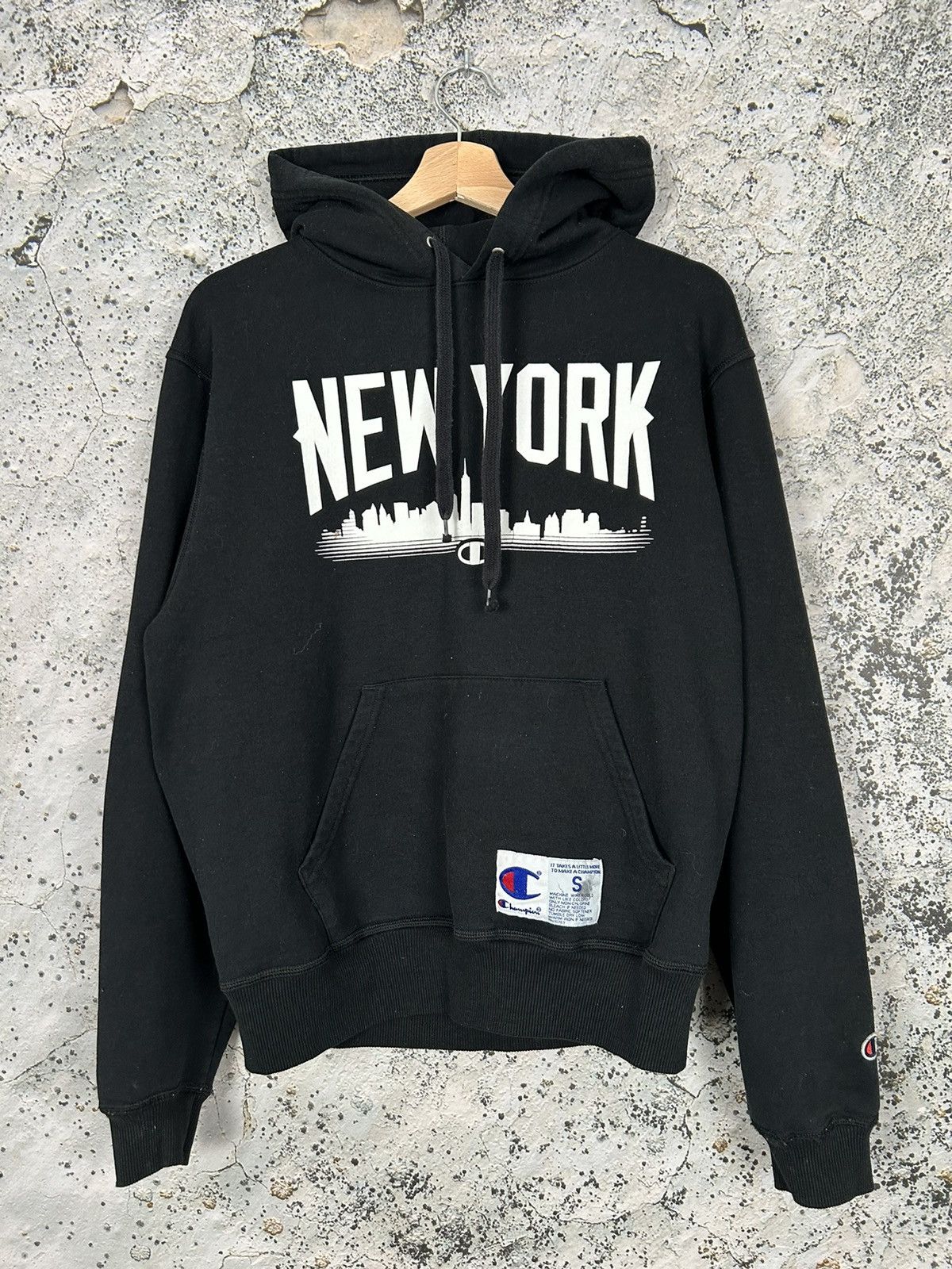 Vintage Champion New York Hoodie Streetwear Boxy Hype