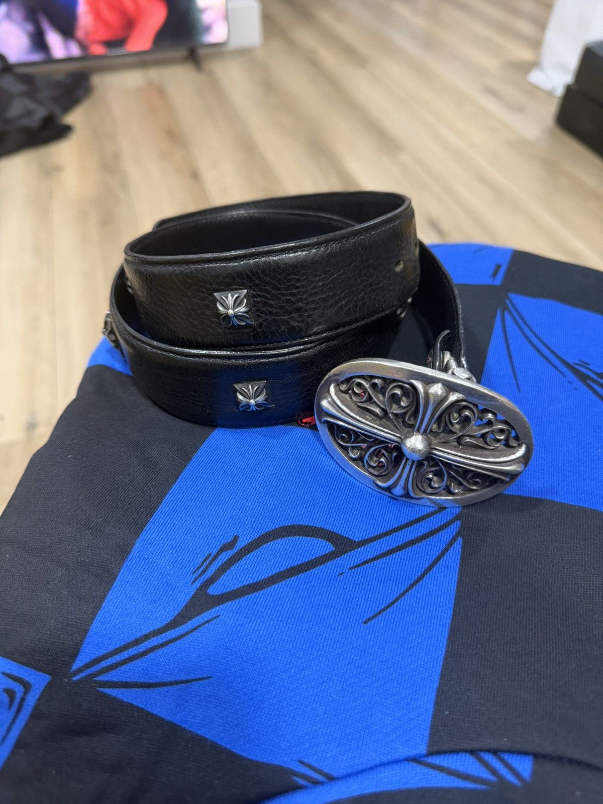 Chrome Hearts Chrome hearts oval buckle & pyramid belt strap Size 34 - 3 Thumbnail