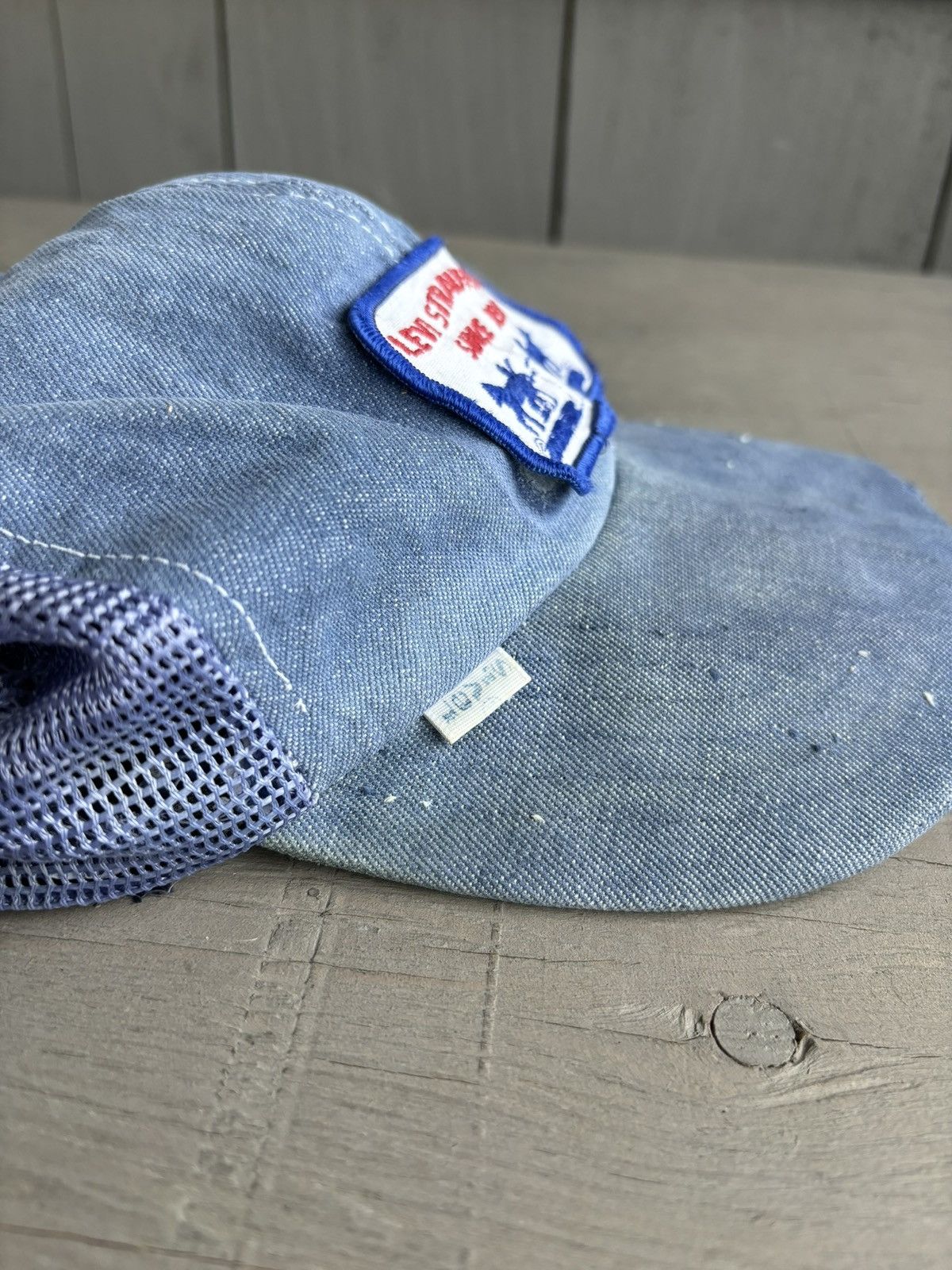 Levi's Vintage Levi's Trucker Hat Thrashed Denim 70s 80s Mesh Jeans Size ONE SIZE - 3 Thumbnail