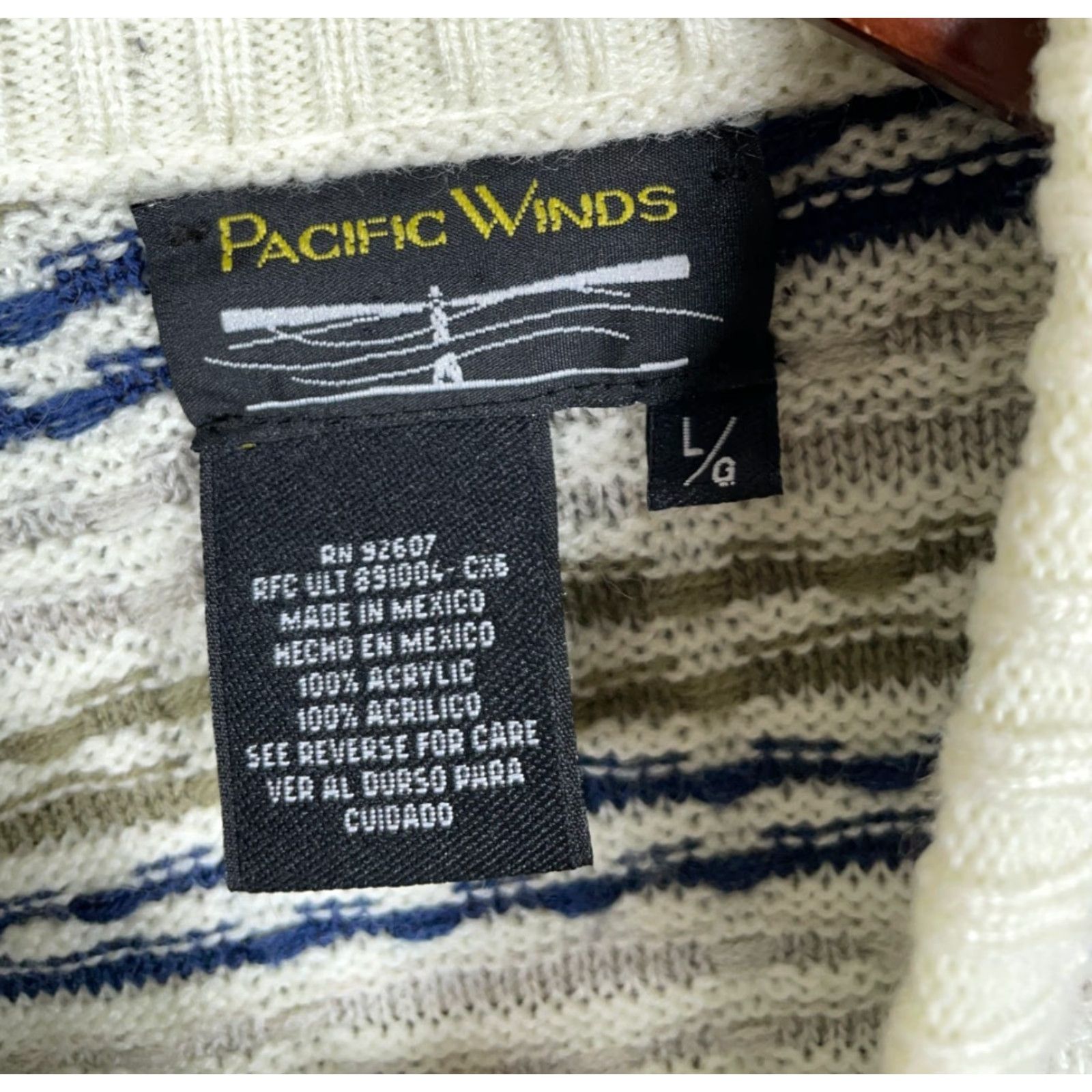 Vintage VINTAGE Pacific Wind Men's Sweater Adult Large Crewneck Knit Textured Geometric Oversized 90s Fall Winter Size US L / EU 52-54 / 3 - 4 Thumbnail