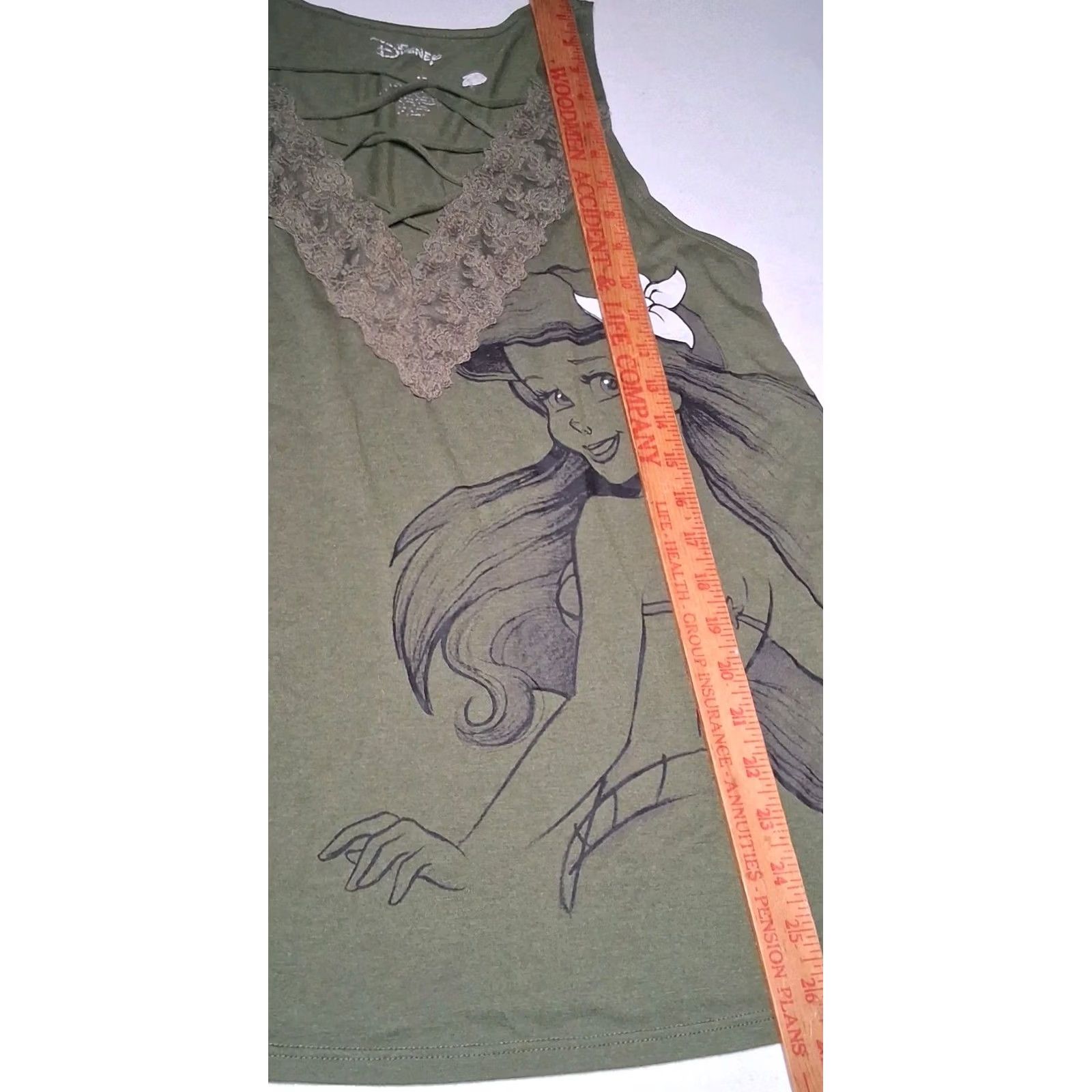 Disney Disney Little Mermaid Tank Top Juniors XL Princess Ariel Lace Trim V-Neck Y2K Tank Shirt Size XL / US 12-14 / IT 48-50 - 8 Thumbnail