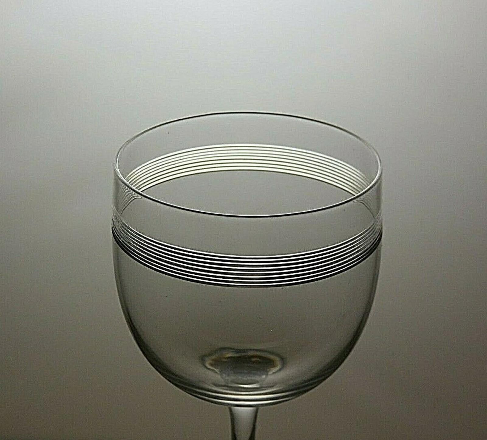 Starter Lead Crystal Set Of 4 Wine Glasses With Silver lines 4 1/2" Size ONE SIZE - 6 Thumbnail
