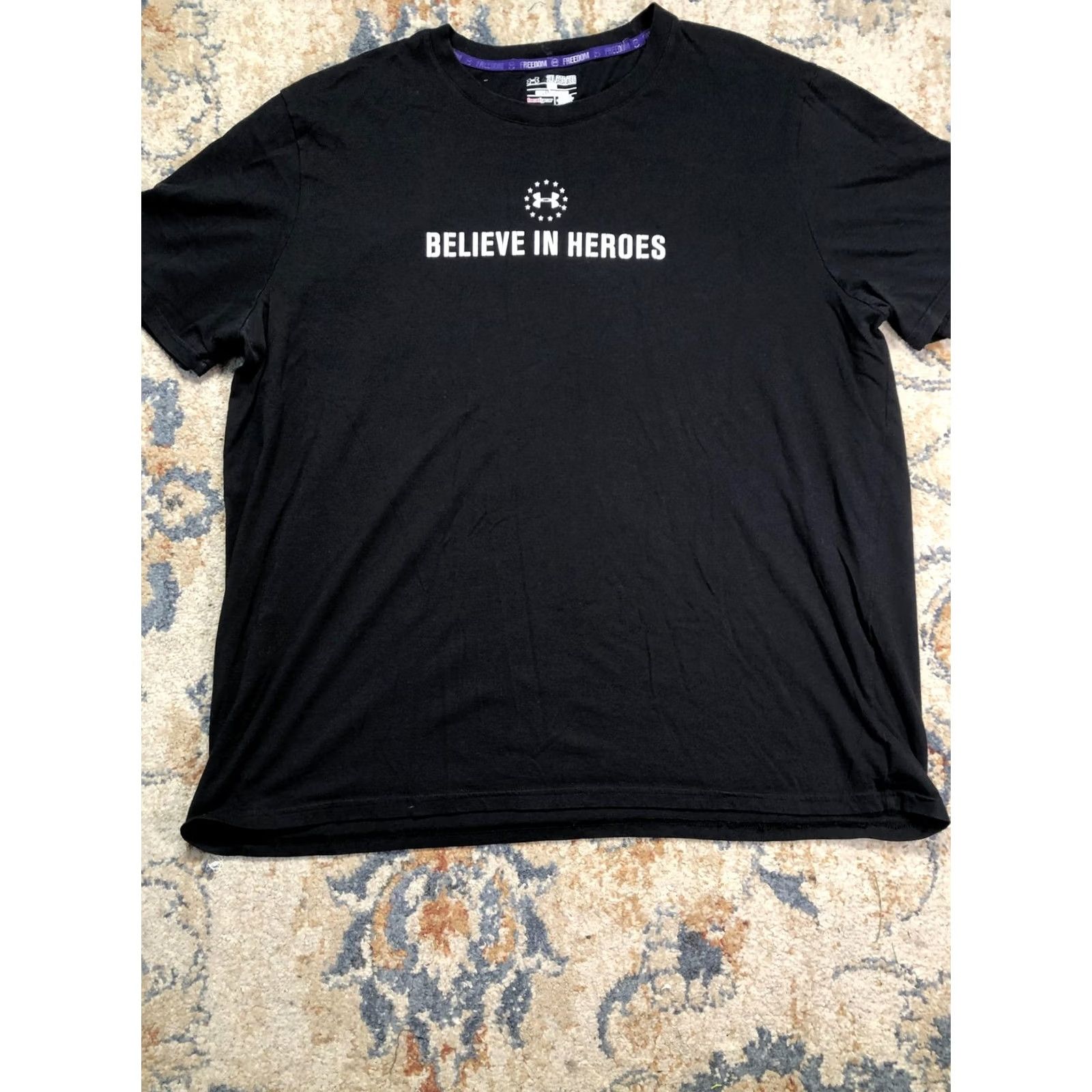 Under Armour Under Armour Shirt Mens 2XL Black BELIEVE IN HEROES Wounded Warrior Project Tee Graphic Print Short Sleeve Crew Neck Loose Fit Summer Size US XXL / EU 58 / 5 - 5 Thumbnail