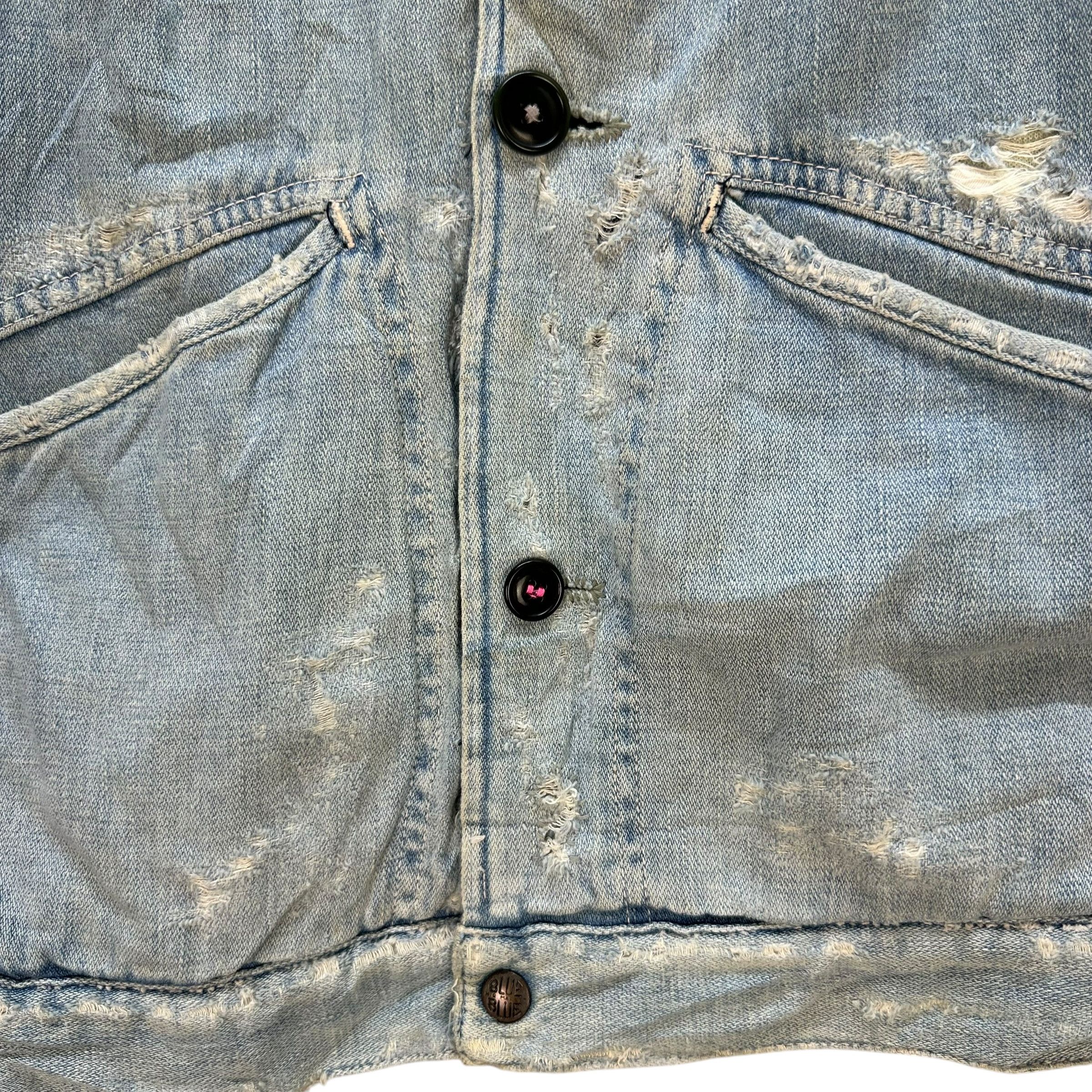 Blue Blue Japan 80's BLUE BLUE Trashed Work Western Denim Vest #A70-1708 Size US S / EU 44-46 / 1 - 5 Thumbnail