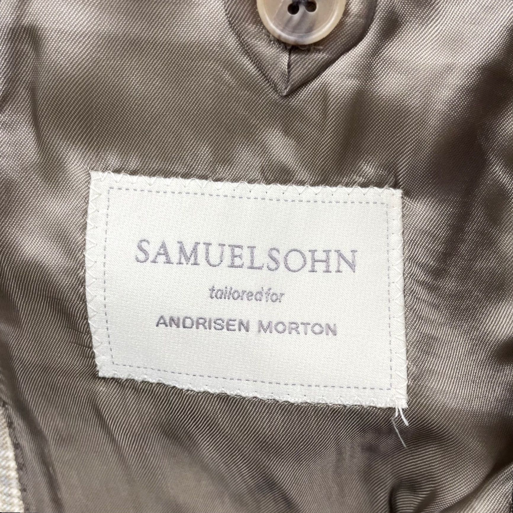 Vintage Samuelsohn Men’s Bespoke Blazer Jacket Beige/Gray Plaid 2-Button Front 38R Wool Super 120’s Canada Vintage No Size 38R - 6 Thumbnail