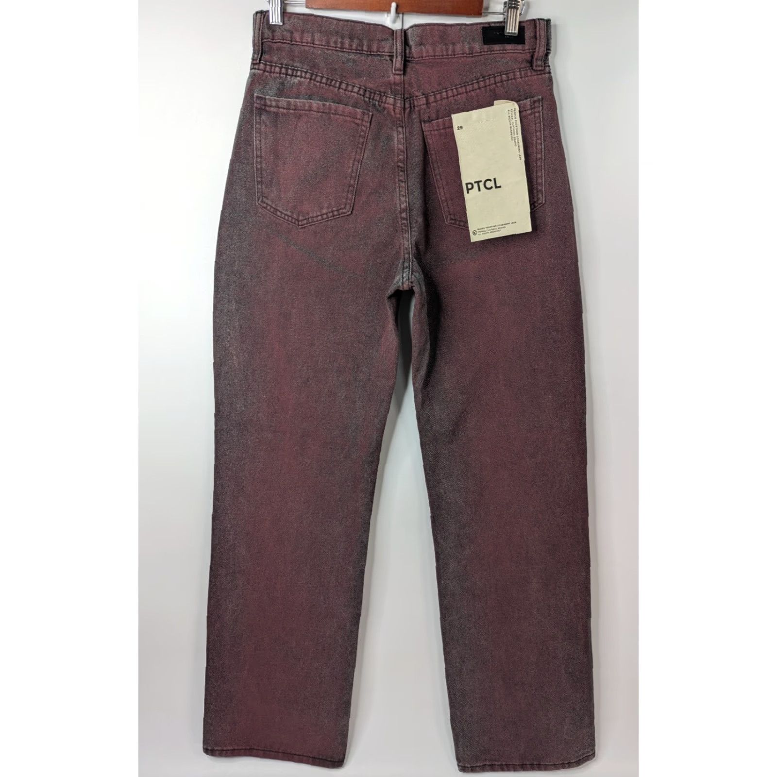 Vintage PTCL Jeans Red Brand PTCL Coated Denim 29 Skater Streetwear Y2K Overdye Regular Women Jeans Size 29" - 5 Thumbnail