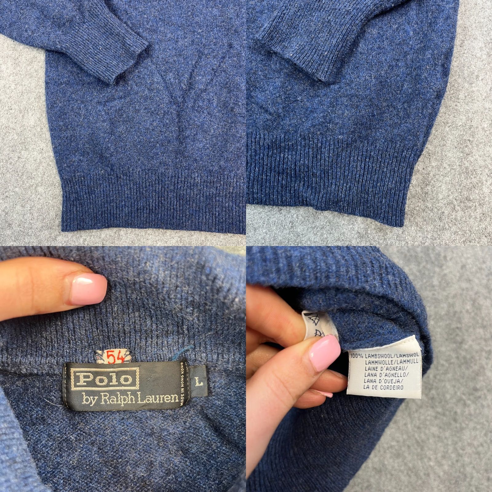 Polo Ralph Lauren VINTAGE Polo Ralph Lauren Mens Jumper Shirt 100% Lambswool Long Sleeve Large Blue Pullover Knit Logo Size US L / EU 52-54 / 3 - 8 Thumbnail