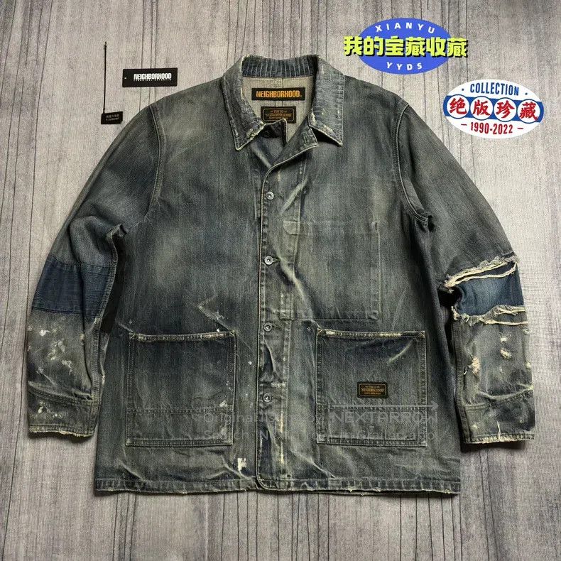 Neighborhood Neighborhood Distressed Washed Destroyed Denim Jacket L Si Size US L / EU 52-54 / 3 - 1 Thumbnail