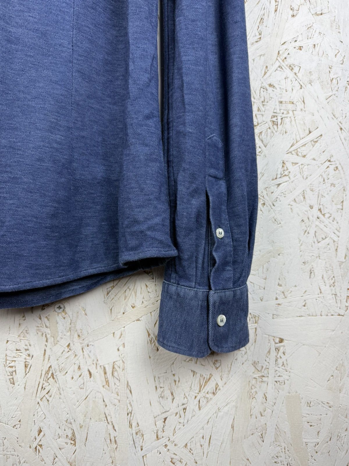 Brunello Cucinelli Brunello Cucinelli Blue Leisure Fit Cotton Long Sleeve Shirt Size US L / EU 52-54 / 3 - 6 Thumbnail