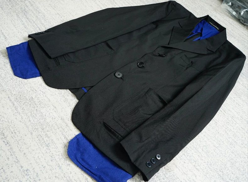 Yohji Yamamoto Yohji Yamamoto Yohji Yamamoto Black Blazer with Blue Detai Size US M / EU 48-50 / 2 - 2 Thumbnail