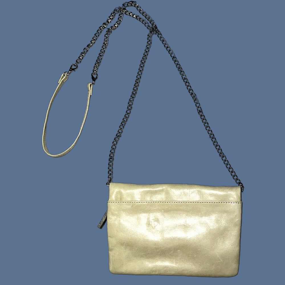 Vintage Hobo Crossbody Bag Beige Leather Folded Removable Chain Strap Clutch Small Tan Exterior Pattern: Solid Vintage No | Women Size ONE SIZE - 1 Thumbnail