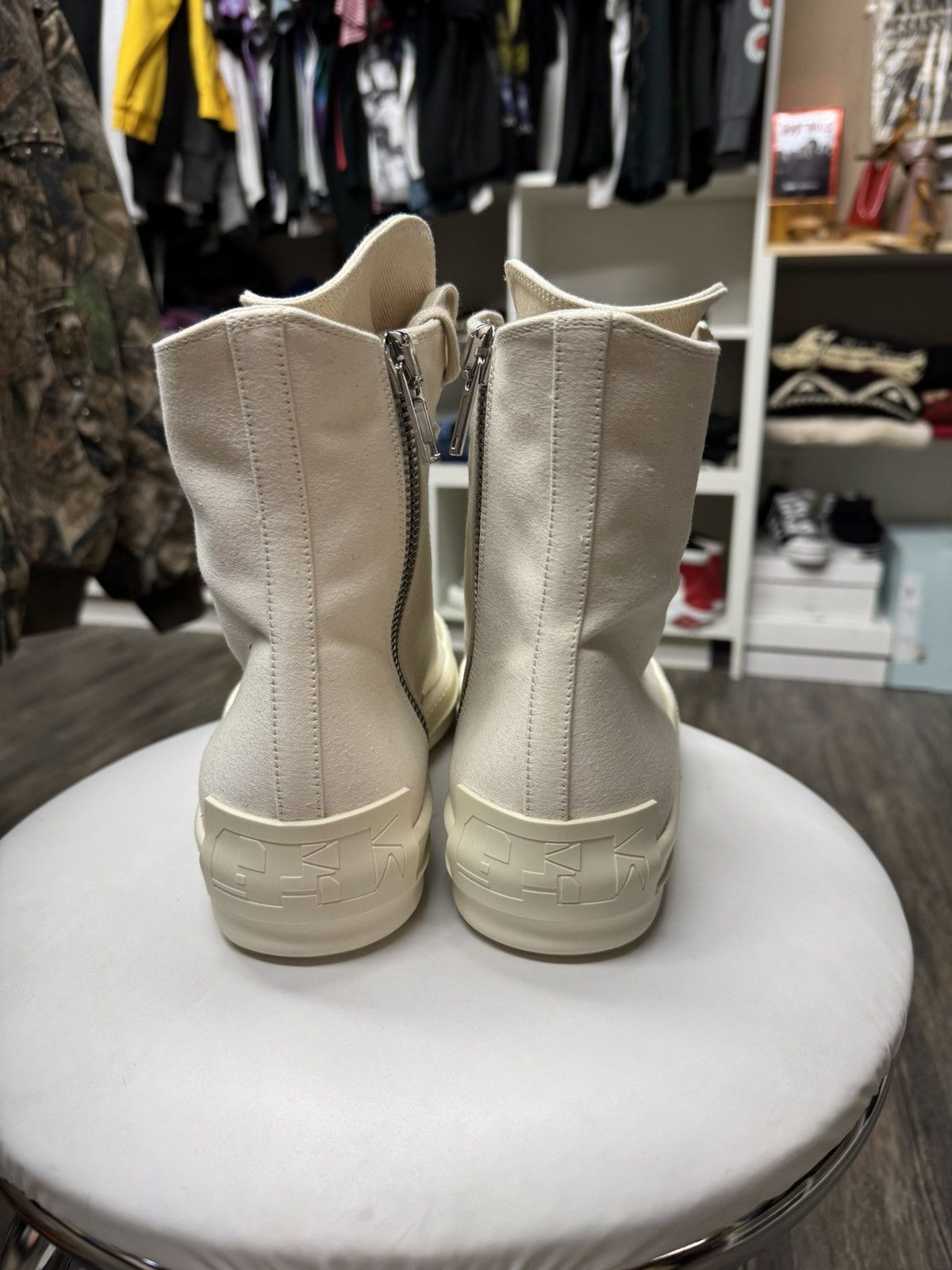Rick Owens Rick Owens DRKSHDW Ramone Hi Top Milk *RARE^ Size US 9.5 / EU 42-43 - 7 Thumbnail