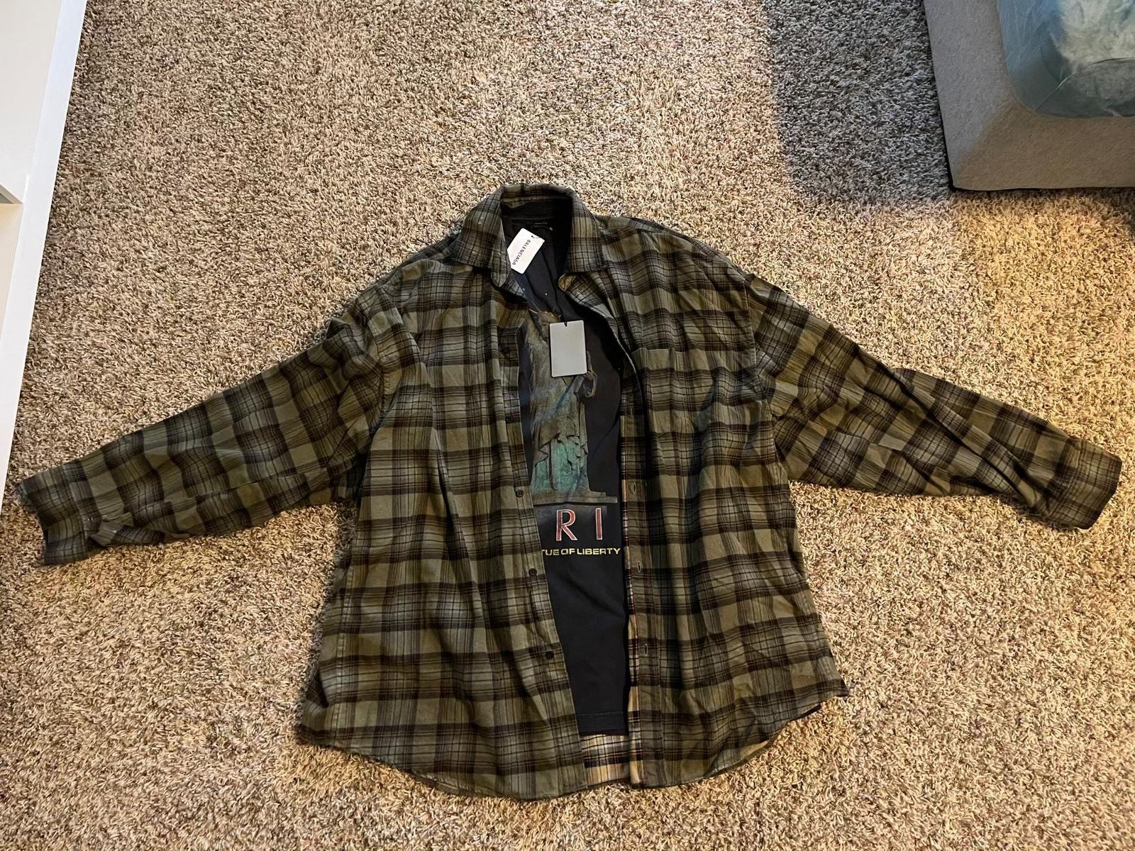 Balenciaga Balenciaga Statue of Liberty Flannel Layered Shirt Size US XL / EU 56 / 4 - 2 Thumbnail