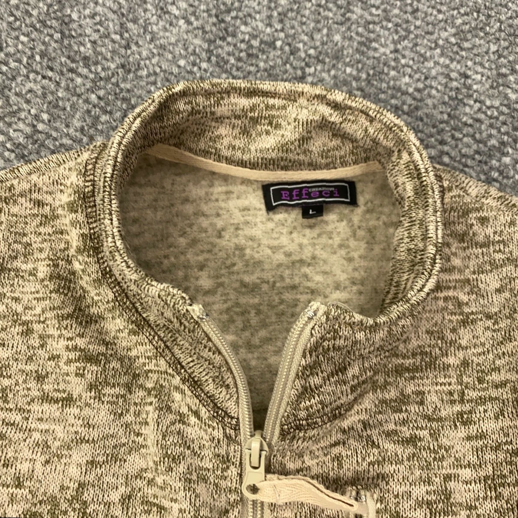 Vintage Effeci Creazioni Pullover Sweatshirt Womens Large Beige Full Zip Pockets Size L / US 10 / IT 46 - 4 Thumbnail