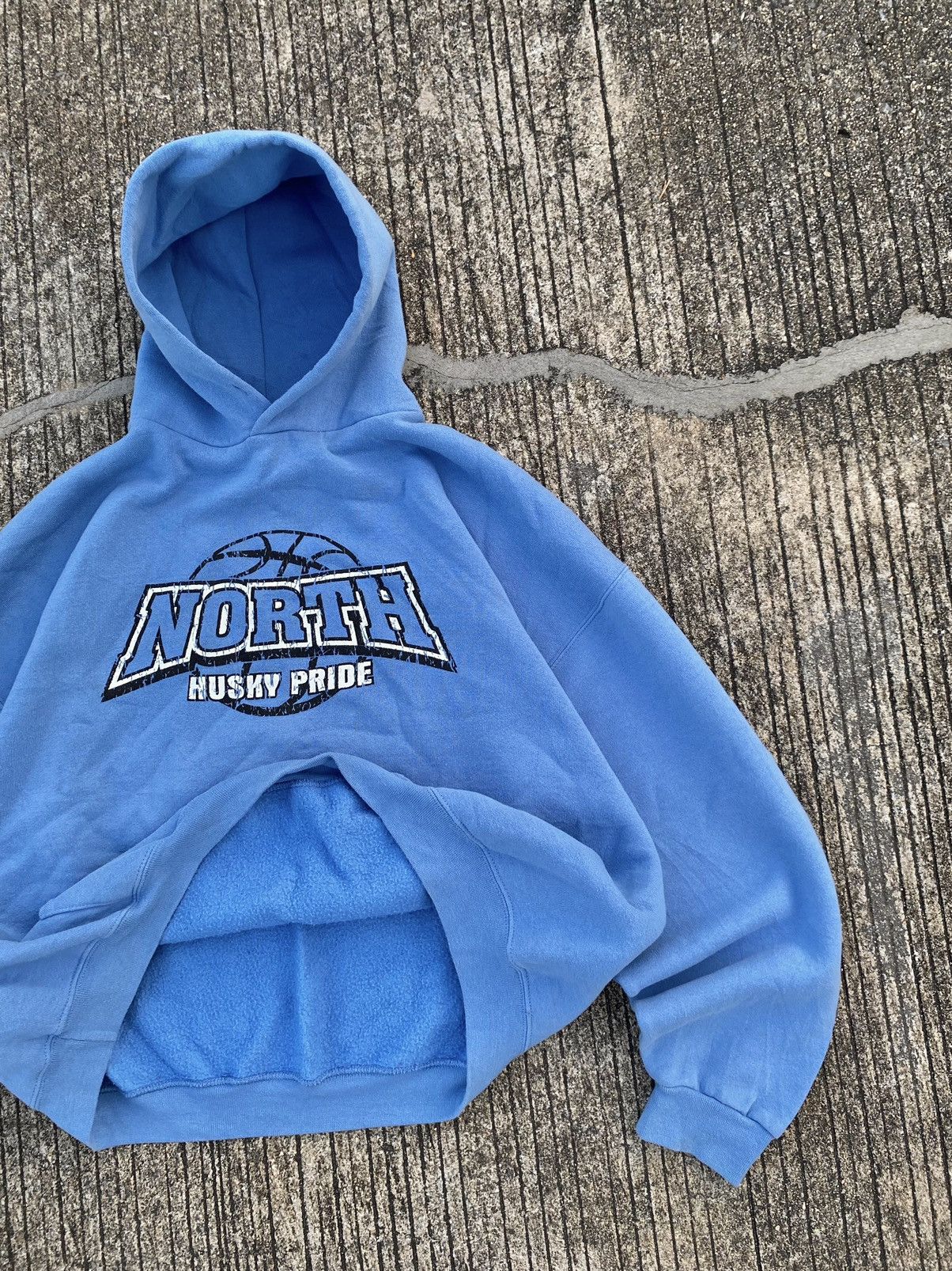 Vintage VTG Baby Blue Russell Athletic Hoodie Size US XXL / EU 58 / 5 - 5 Thumbnail