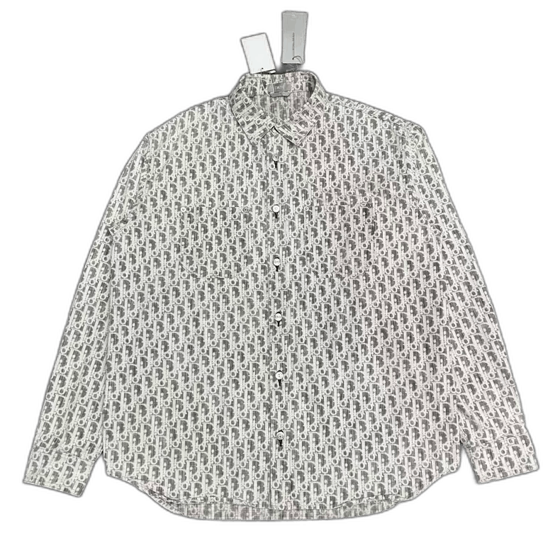 Dior Dior Gray Logo Print Denim Shirt Jacket Size US M / EU 48-50 / 2 - 1 Thumbnail