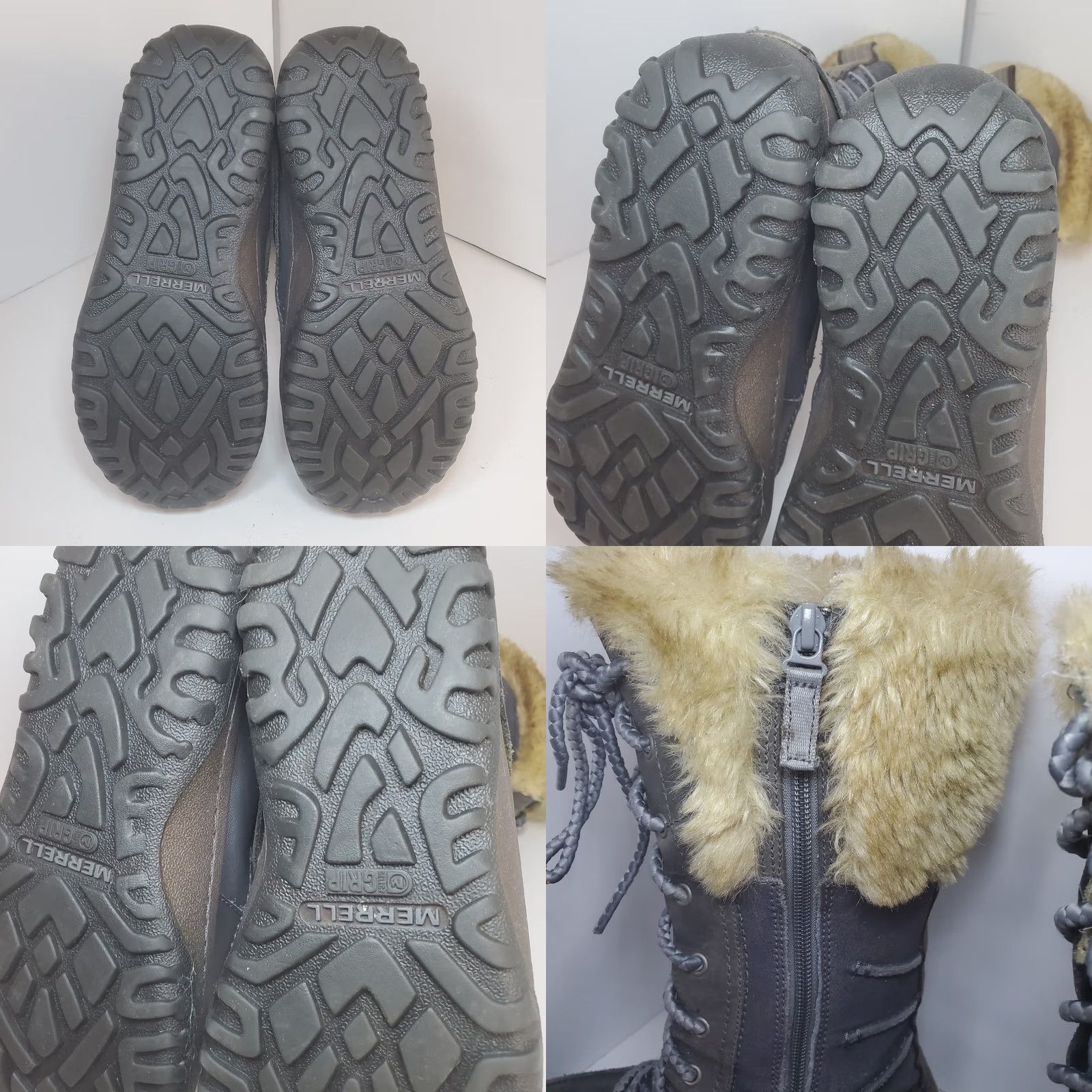 Merrell MERRELL Boots Womens Sz 8 Winter Leather Suede Tall Lace Up Faux Fur Wild Dove Size US 8 / IT 38 - 9 Thumbnail