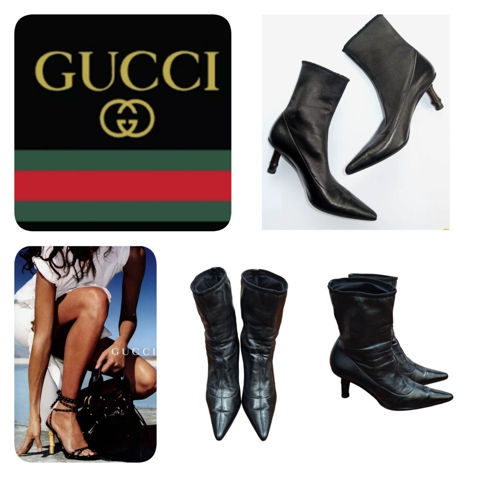 Gucci Gucci by Tom Ford S/S 2002 Bamboo Ankle Boots stretch Size US 4 / IT 34 - 1 Thumbnail