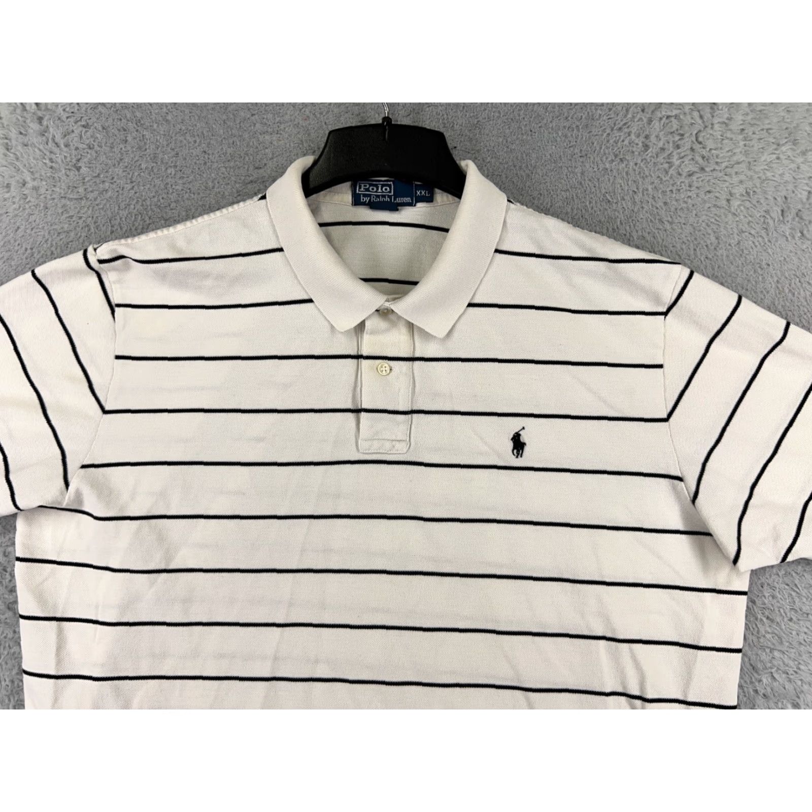 Ralph Lauren VTG Ralph Lauren Polo Shirt Men 2XL White Striped Cotton Short Sleeve Polo Shirt 2XL Mens Size US XXL / EU 58 / 5 - 6 Thumbnail